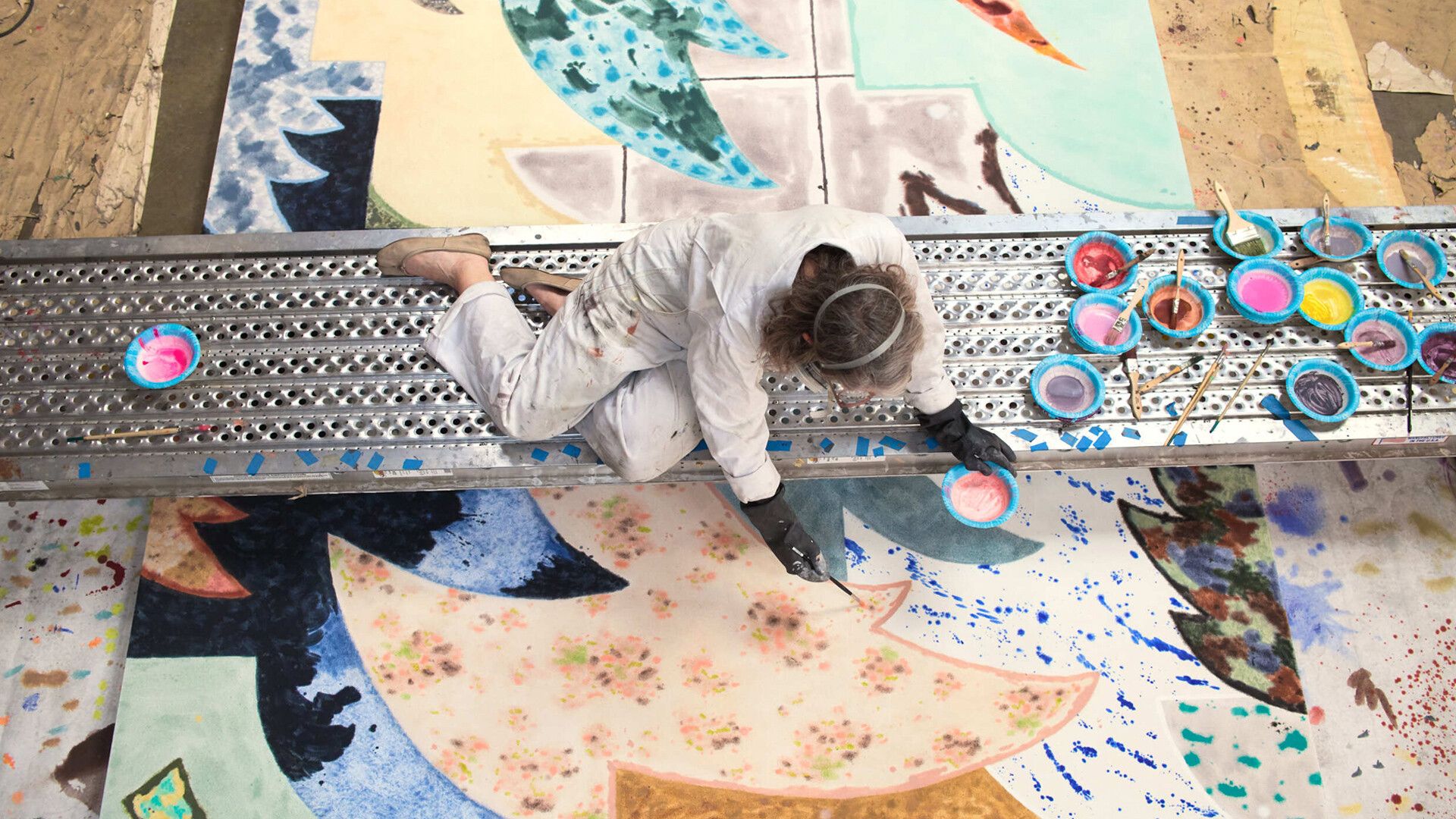 Rebecca Morris in her studio, 2020. Courtesy the artist and Bortolami, New York. Photo by Lee Tyler Thompson