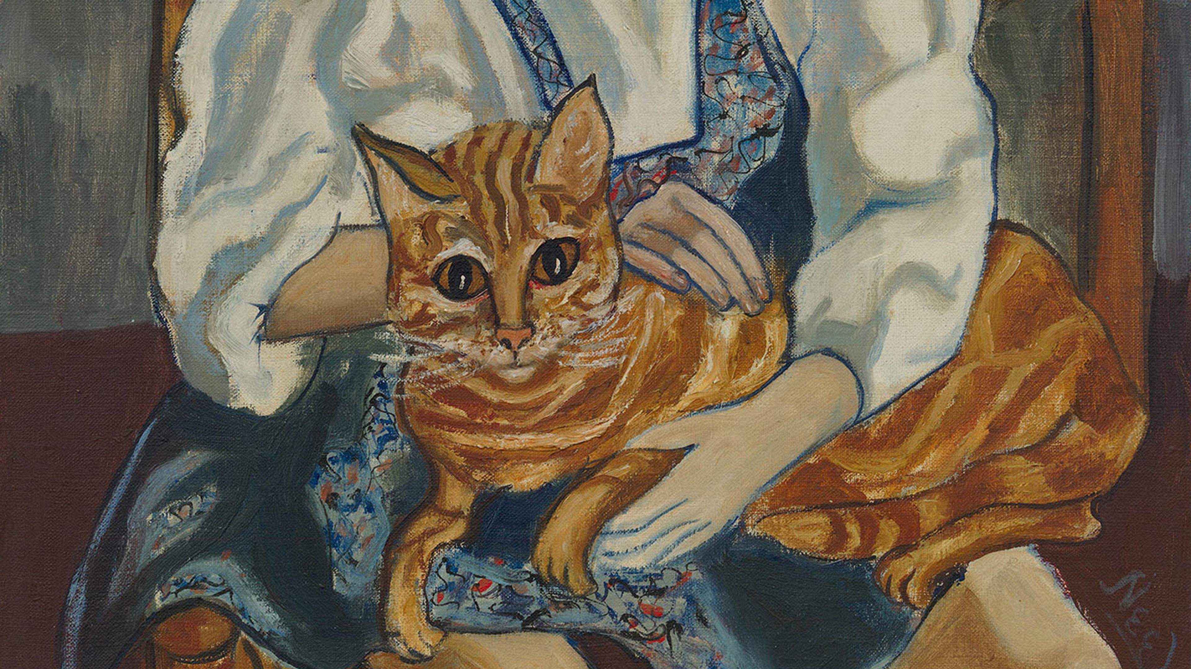 A detail of a painting by Alice Neel, titled Peff Mudelski, dated 1949