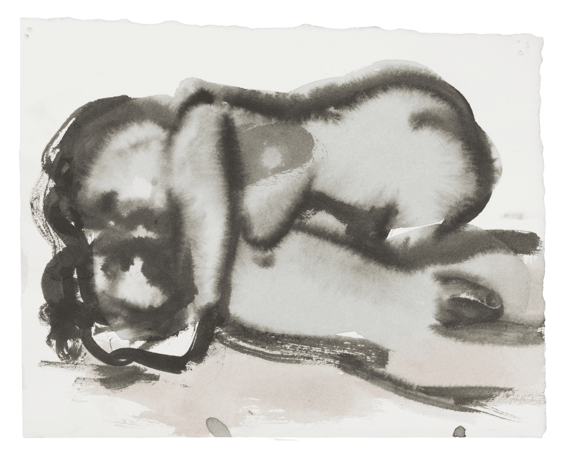 A drawing by Marlene Dumas, titled The embrace, dated 2015 to 2016.