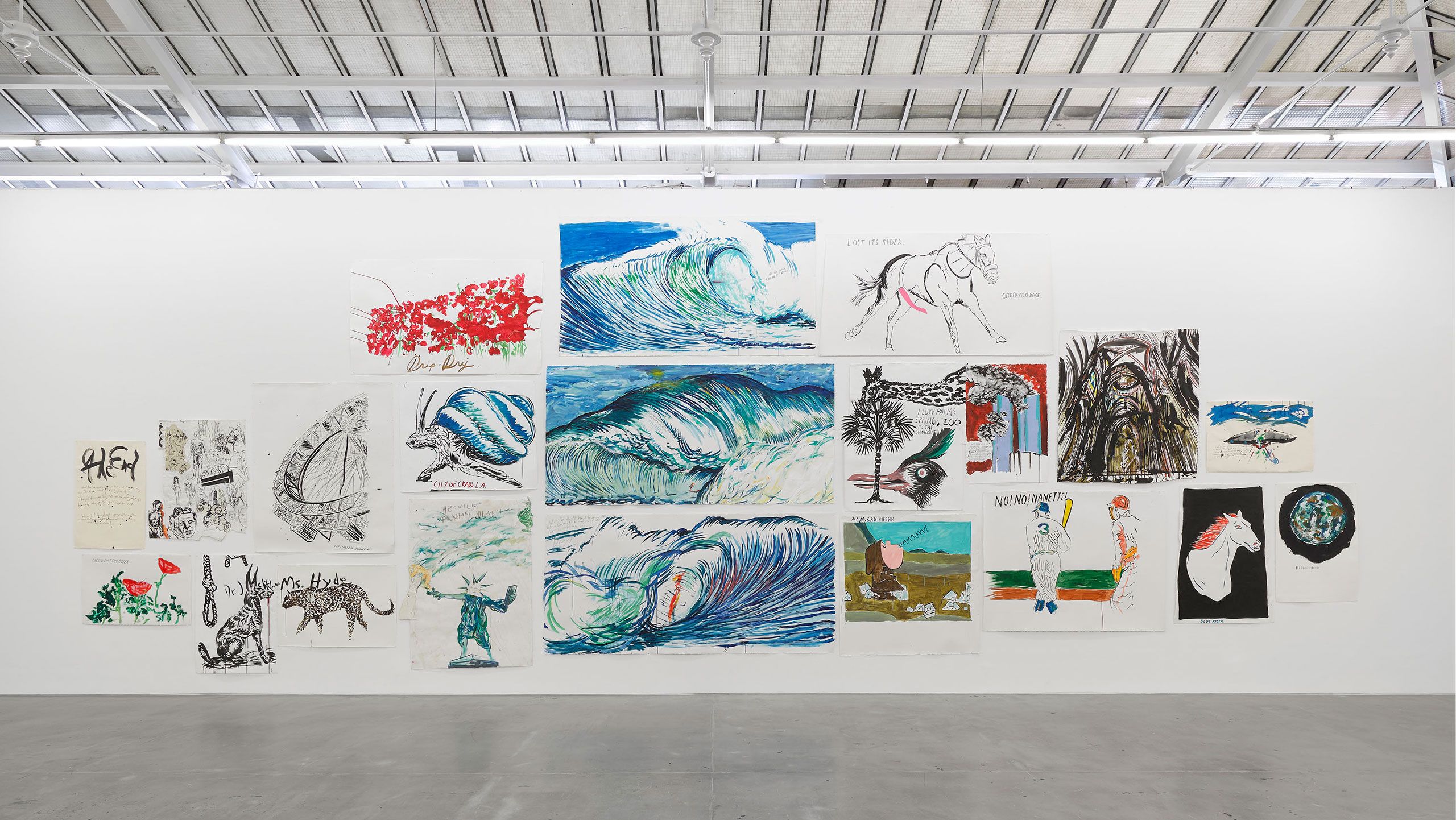 An image of installation view, Raymond Pettibon: Frenchette, David Zwirner, Paris, dated 2019