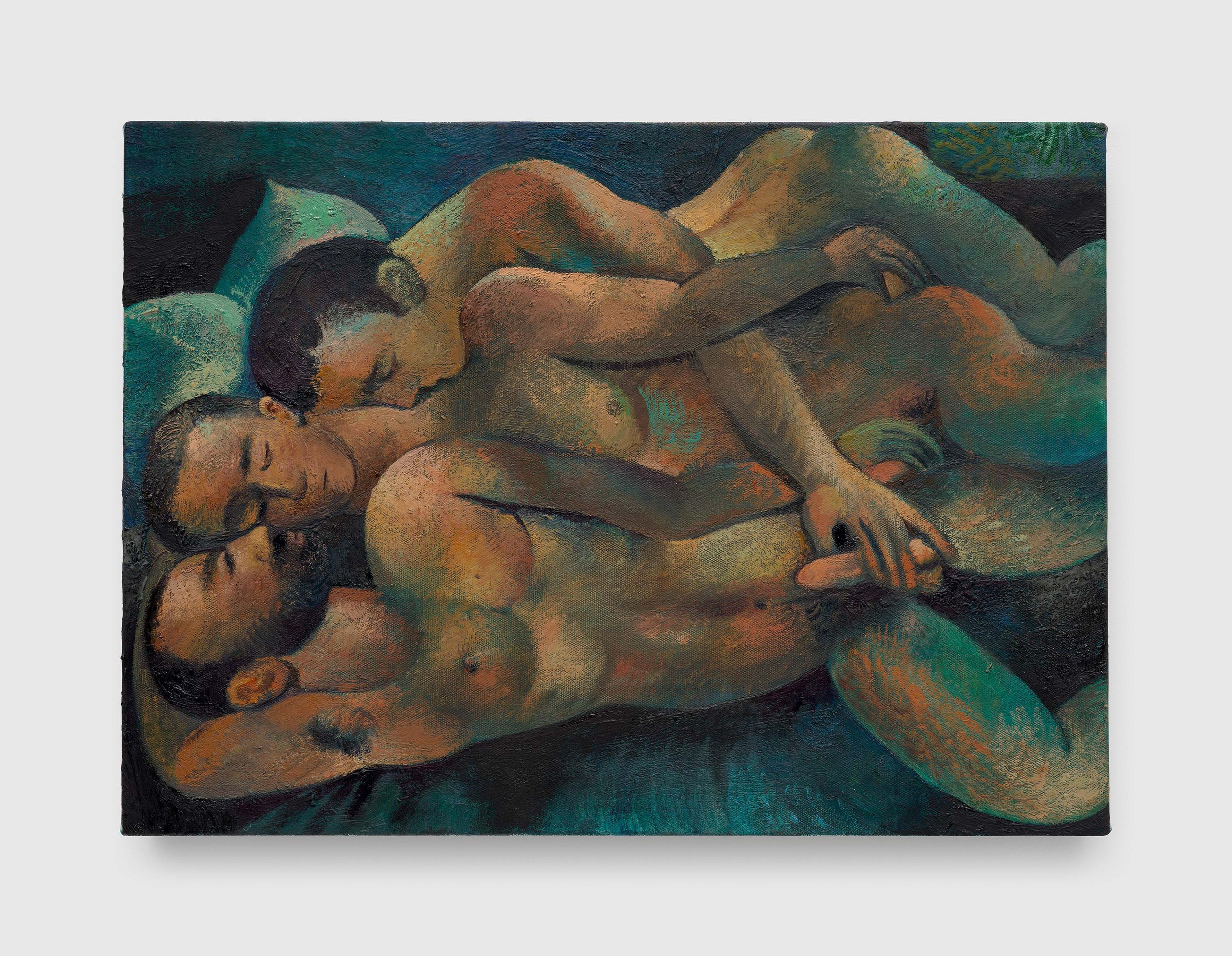 A painting by Louis Fratino, titled Pieter, dated 2025.