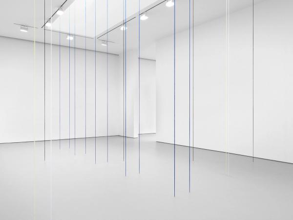 Fred Sandback — Untitled (Sculptural Study, Eighteen-part Architectonic Vertical Construction)