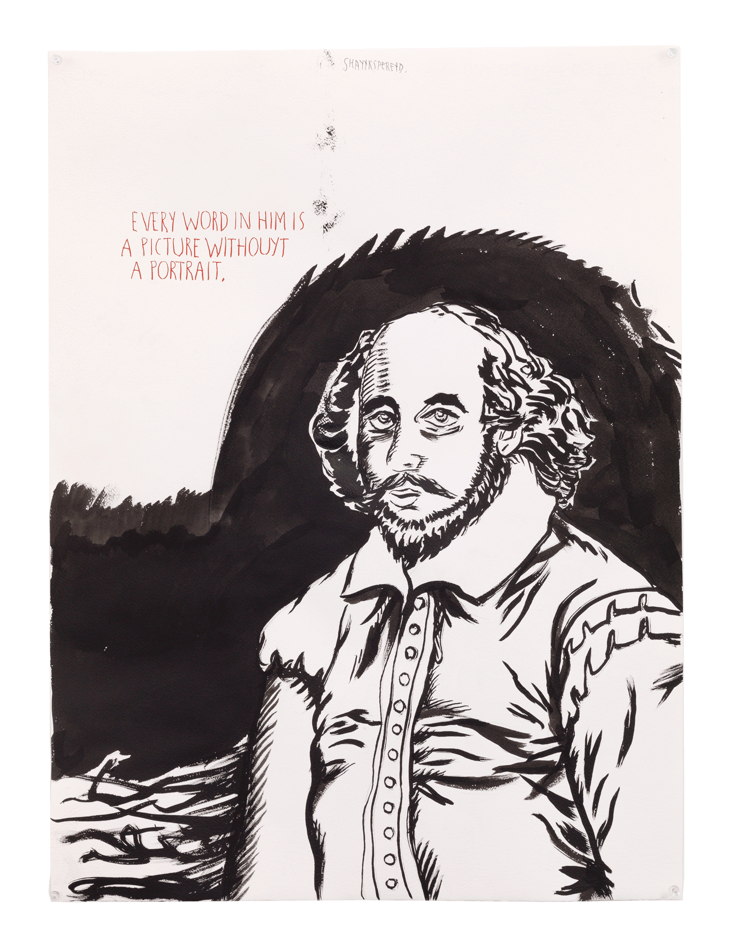 An ink work on paper by Raymond Pettibon titled No Title (Every word in...), dated 2013.