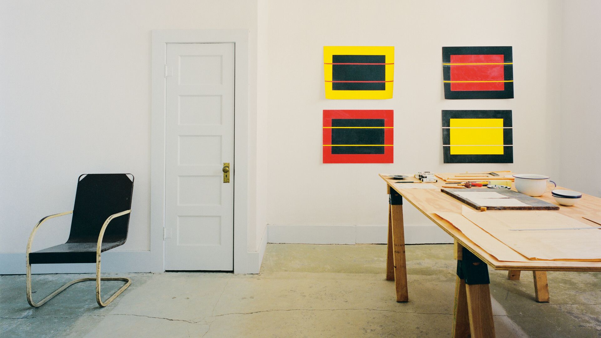 An interior view of Donald Judd's Print Building in Marfa, TX