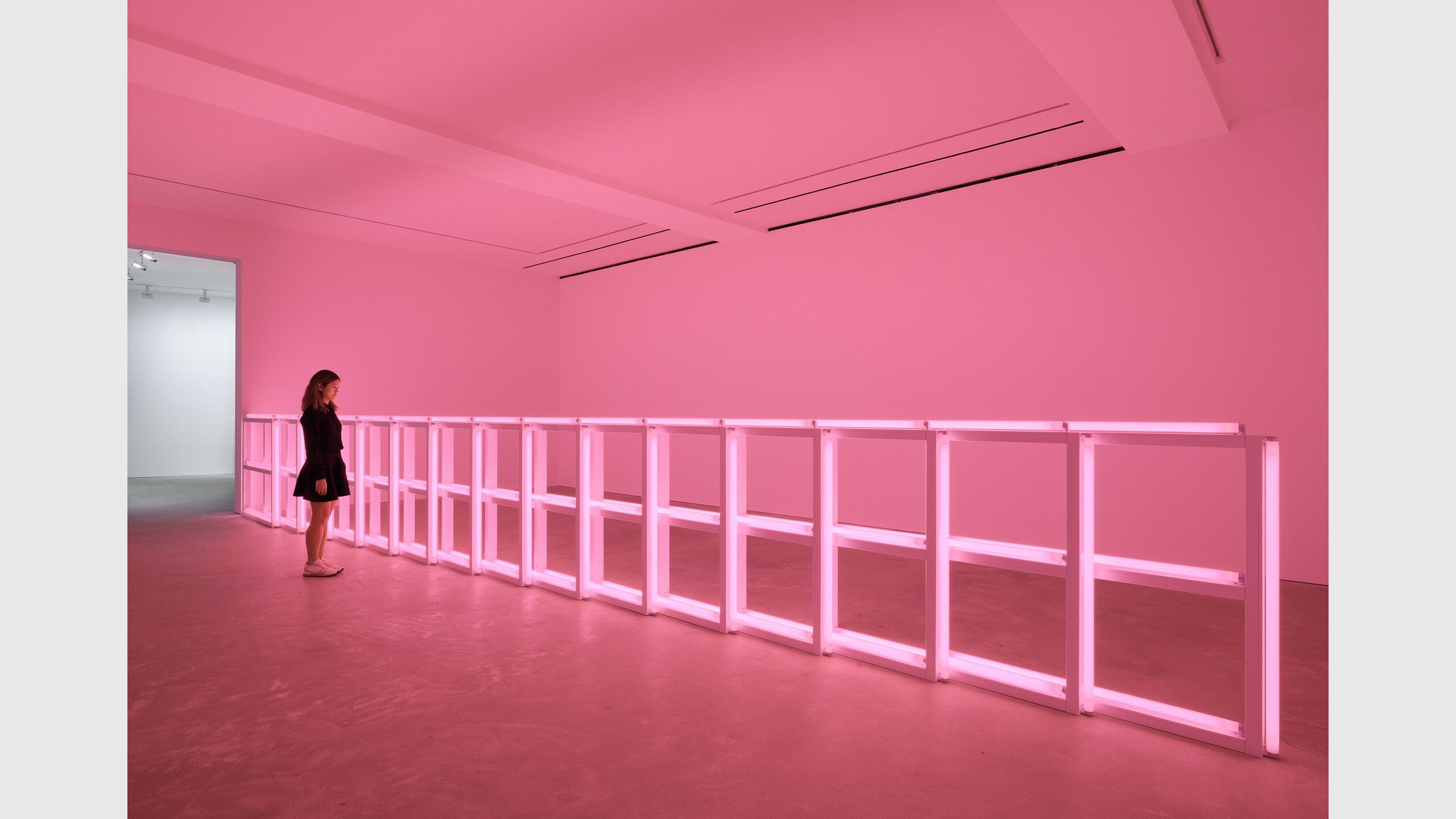 A scale shot of a work by Dan Flavin called untitled, dated 1973.