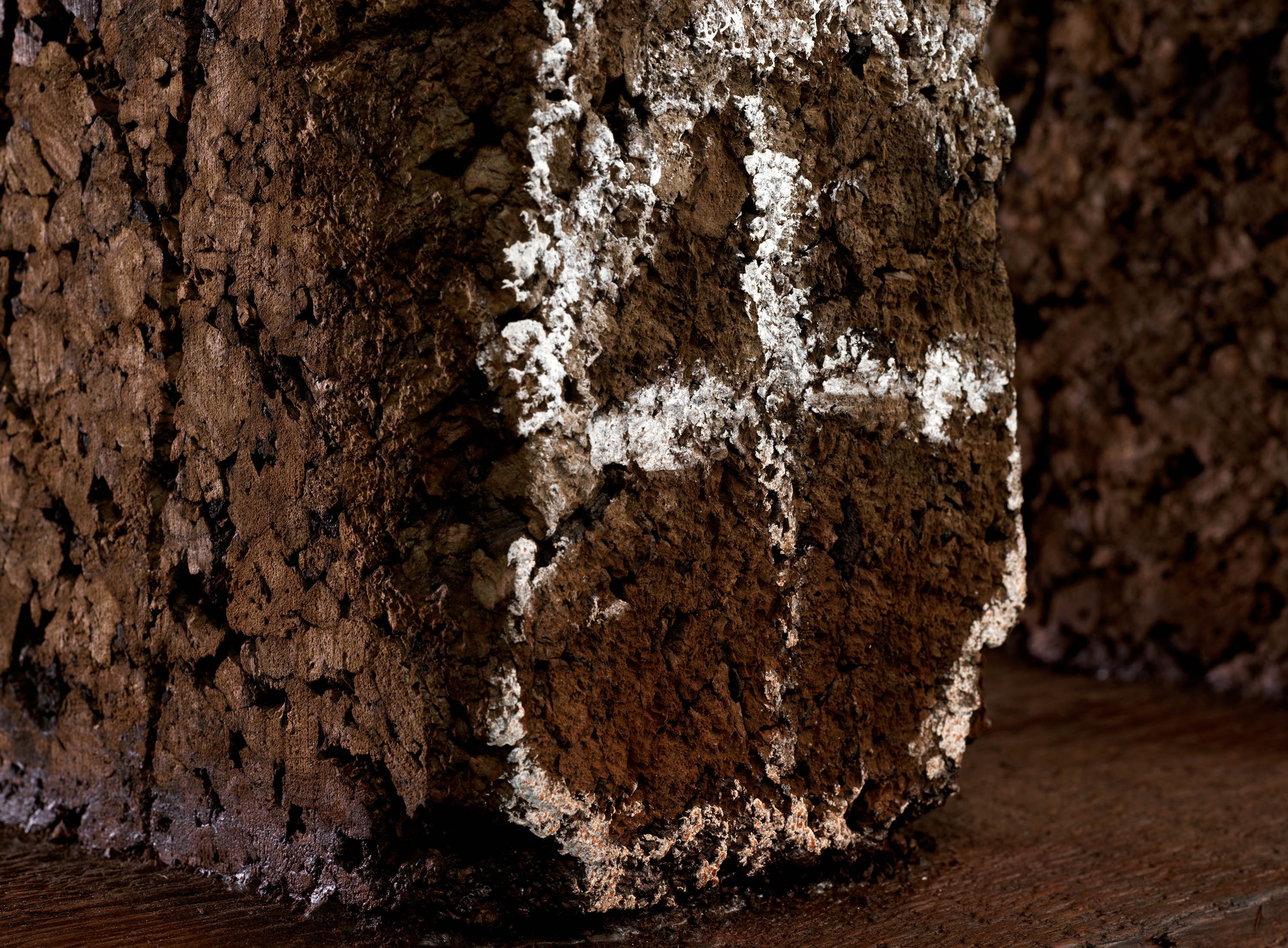 A detail from a sculpture by Huma Bhabha, titled My Ancestor, dated 2023.