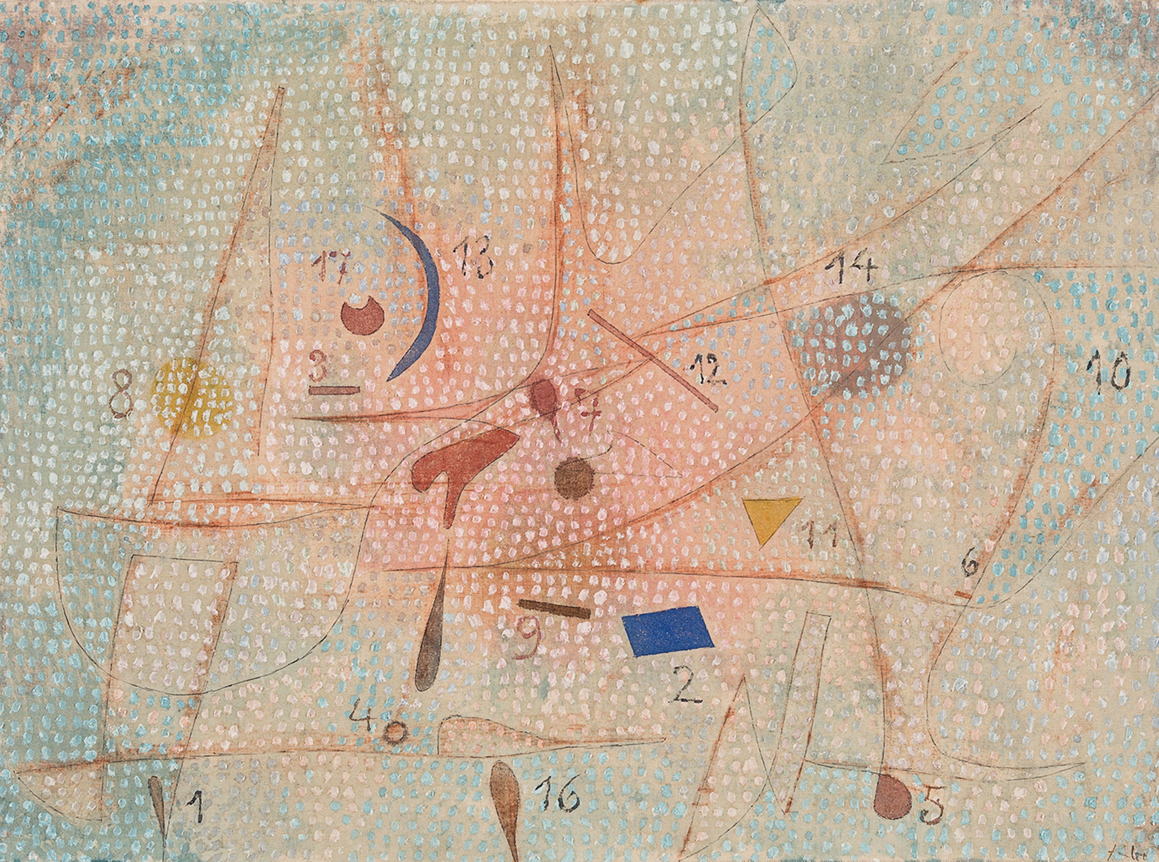 A painting by Paul Klee, titled "17 Gewürze (17 épices)," dated 1932. 