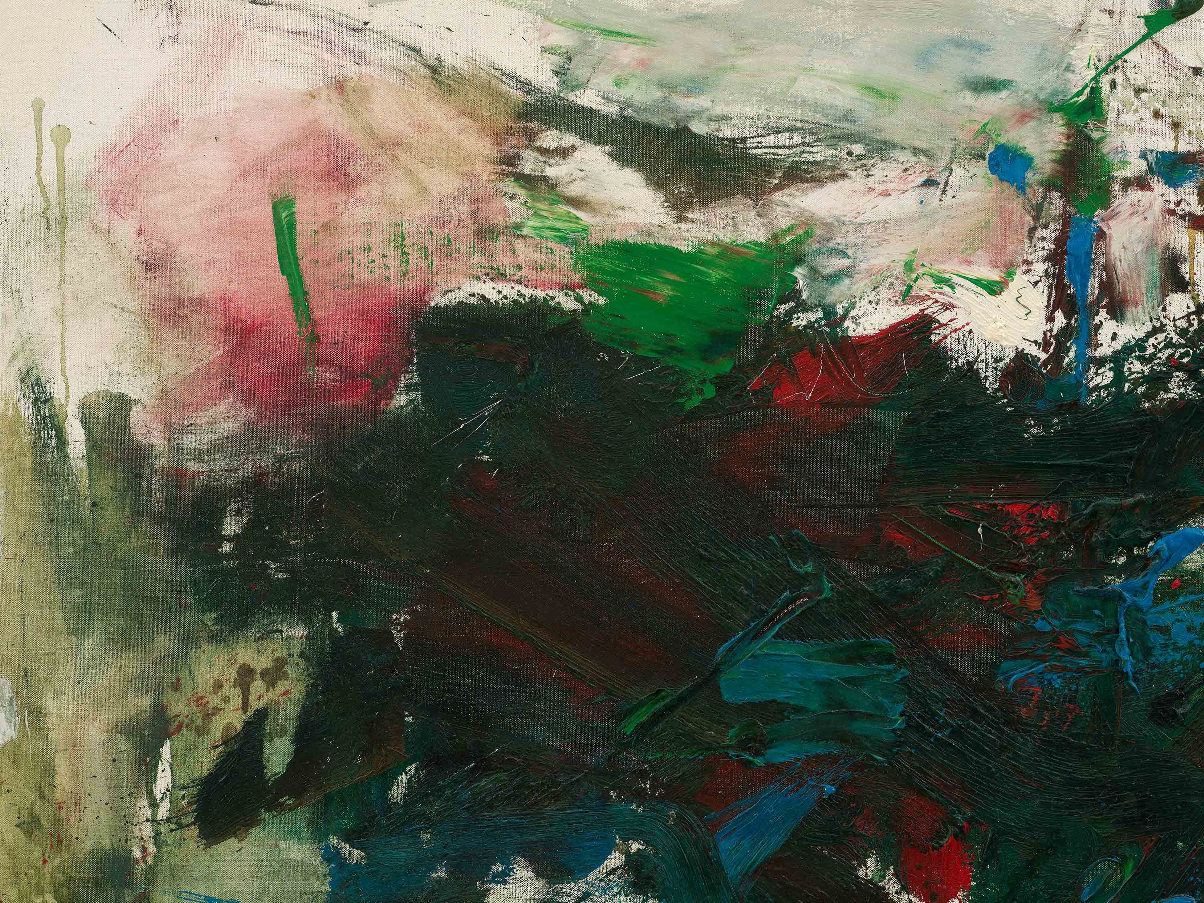 A detail from an untitled painting by Joan Mitchell, dated circa 1963.