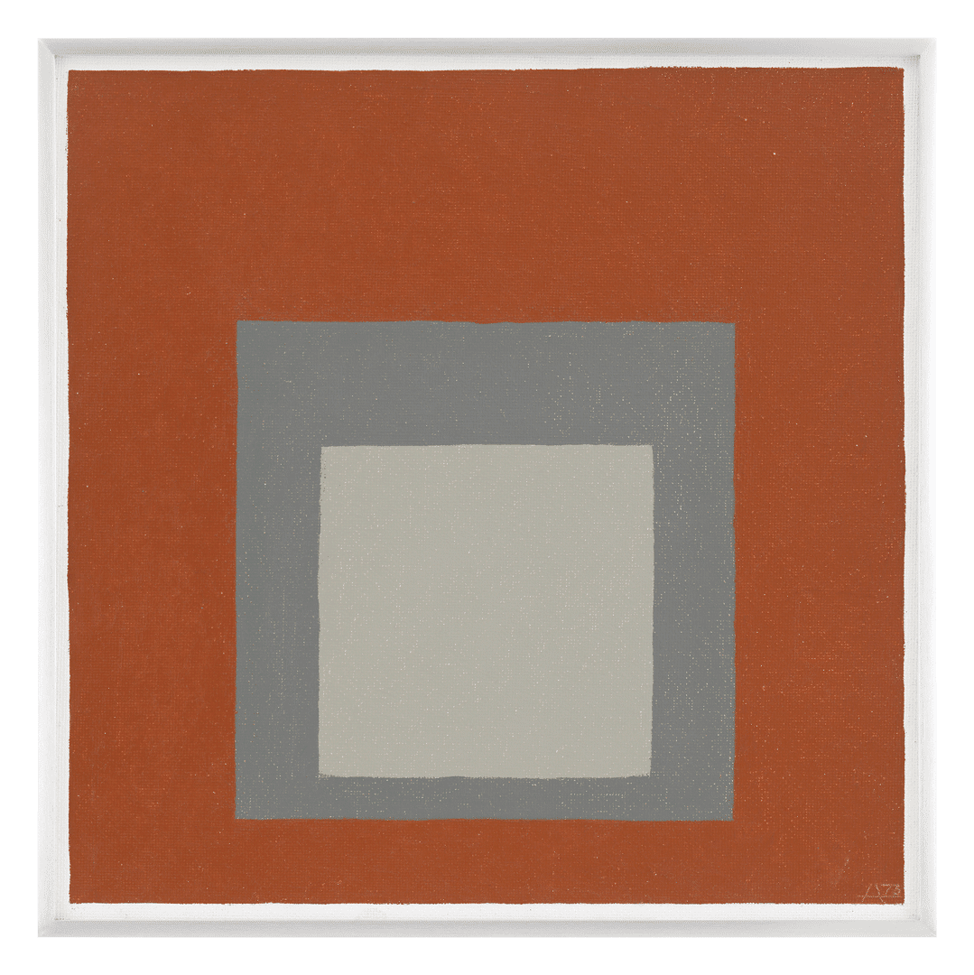 An oil painting on Masonite by Josef Albers, titled Study for Homage to the Square, dated 1973.