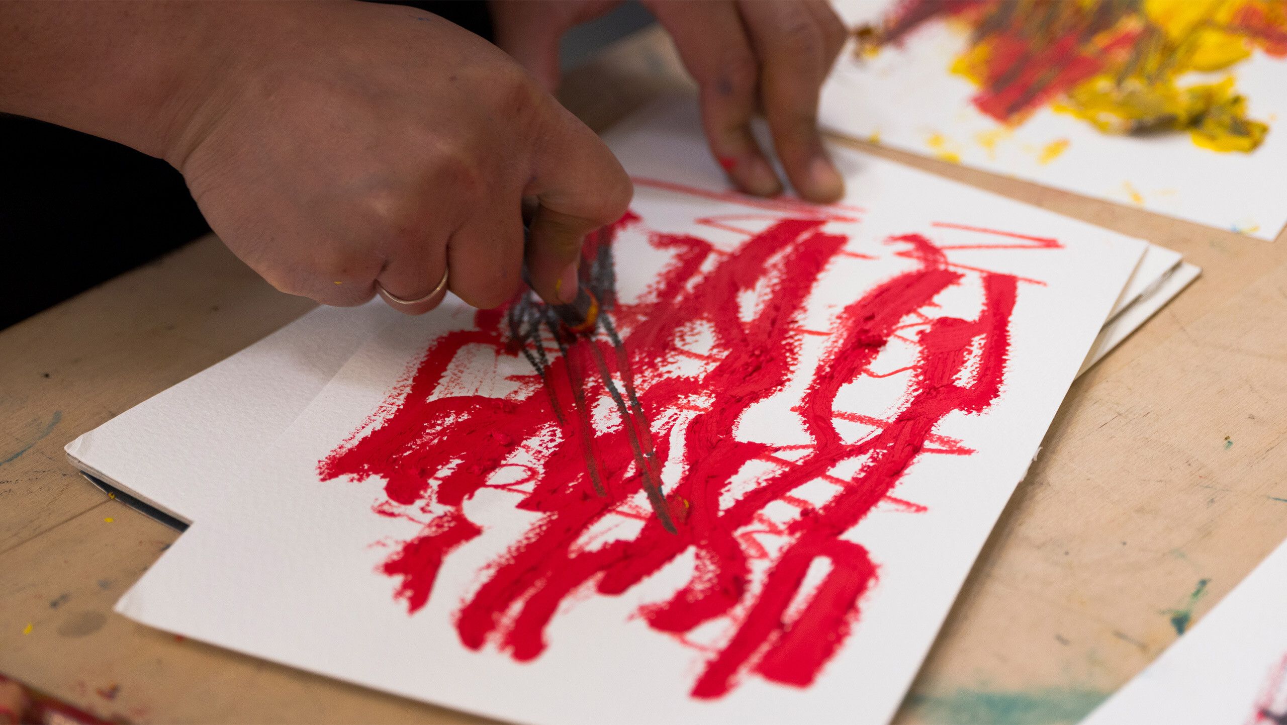 A Photo by Tim Bowditch of Oscar Murillo in his studio, dated 2022 