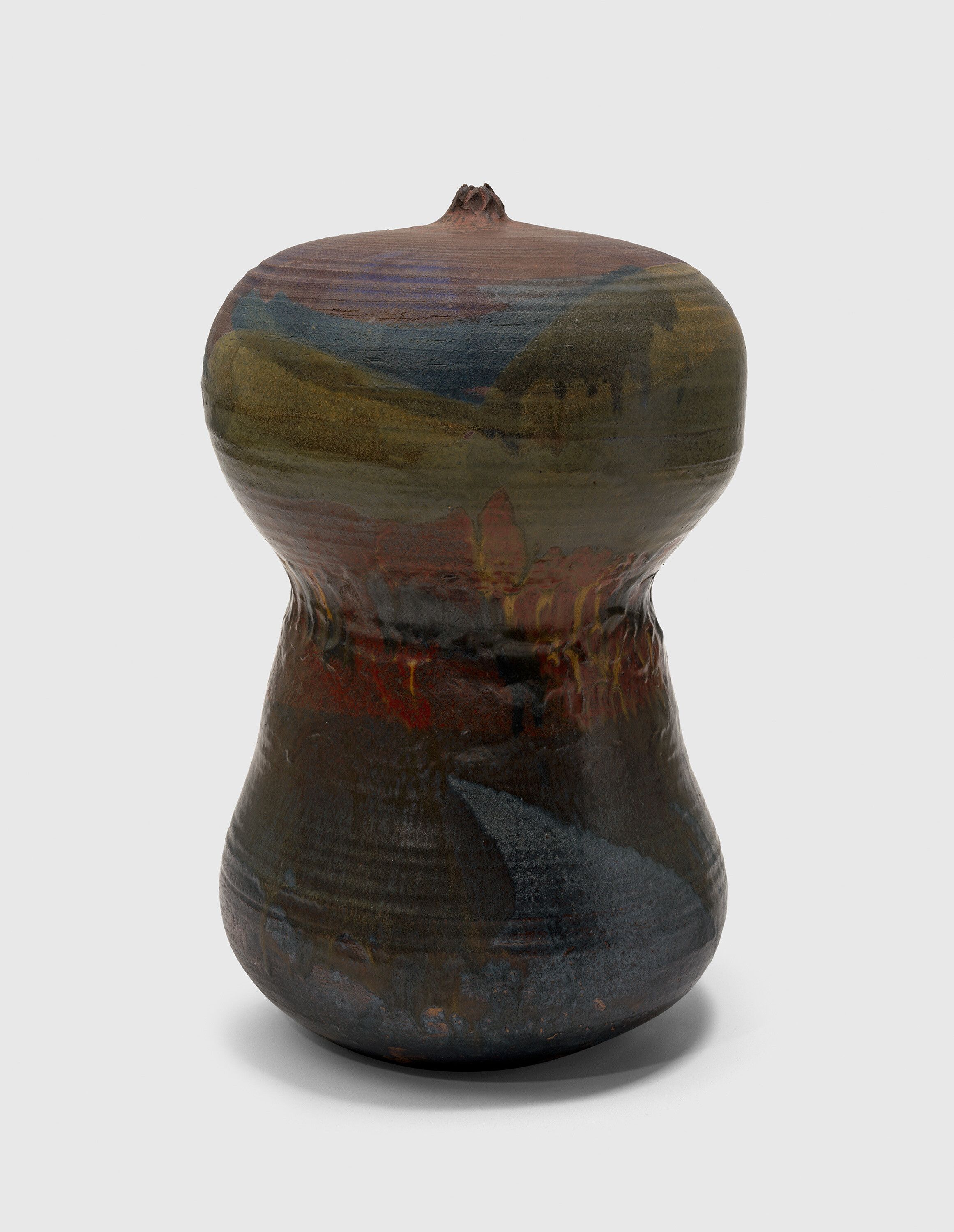 A sculpture by Toshiko Takaezu, titled Double Form, 1965 to 1975.