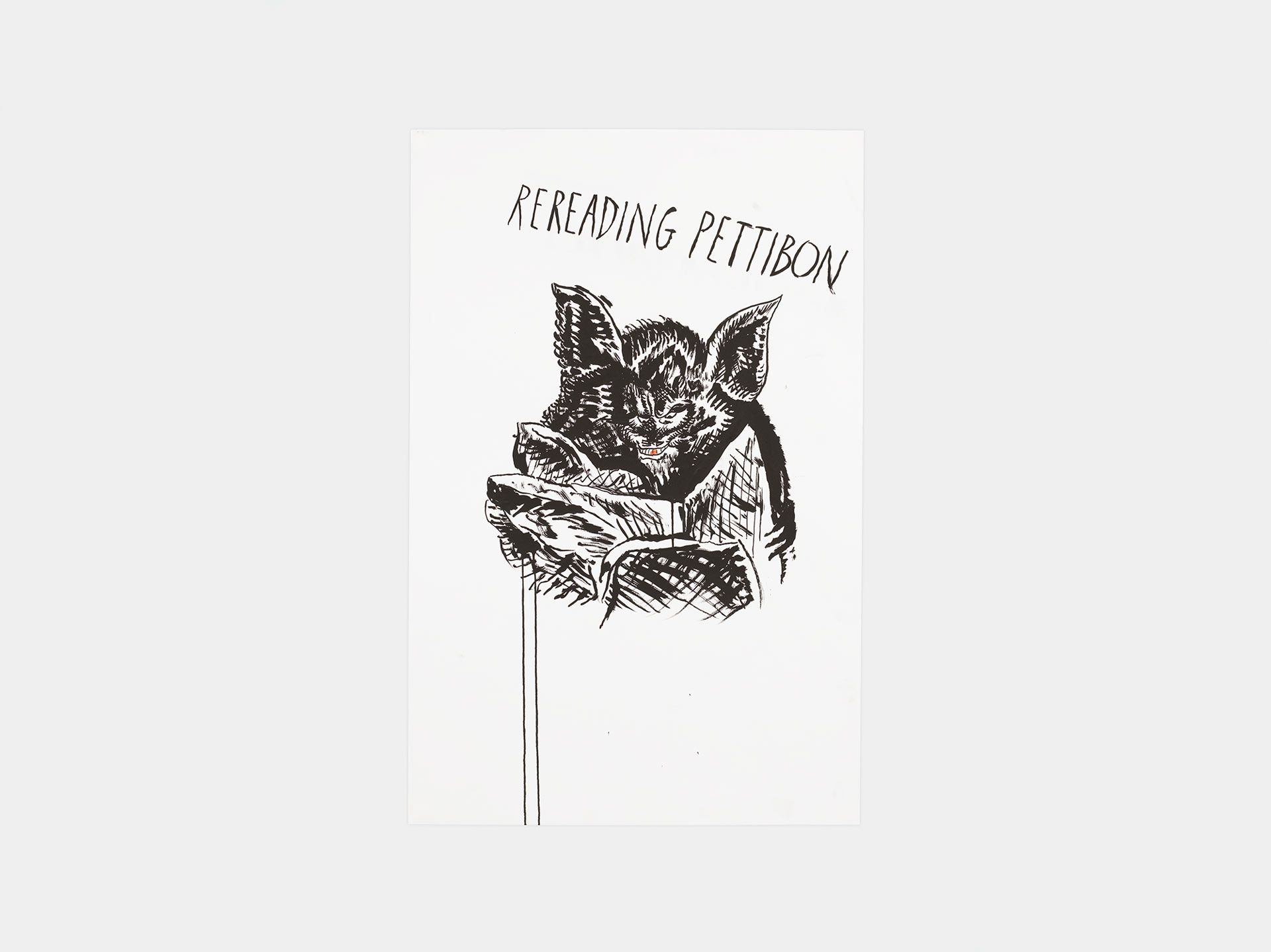 A drawing by Raymond Pettibon titled No Title (Rereading Pettibon), dated 2017.