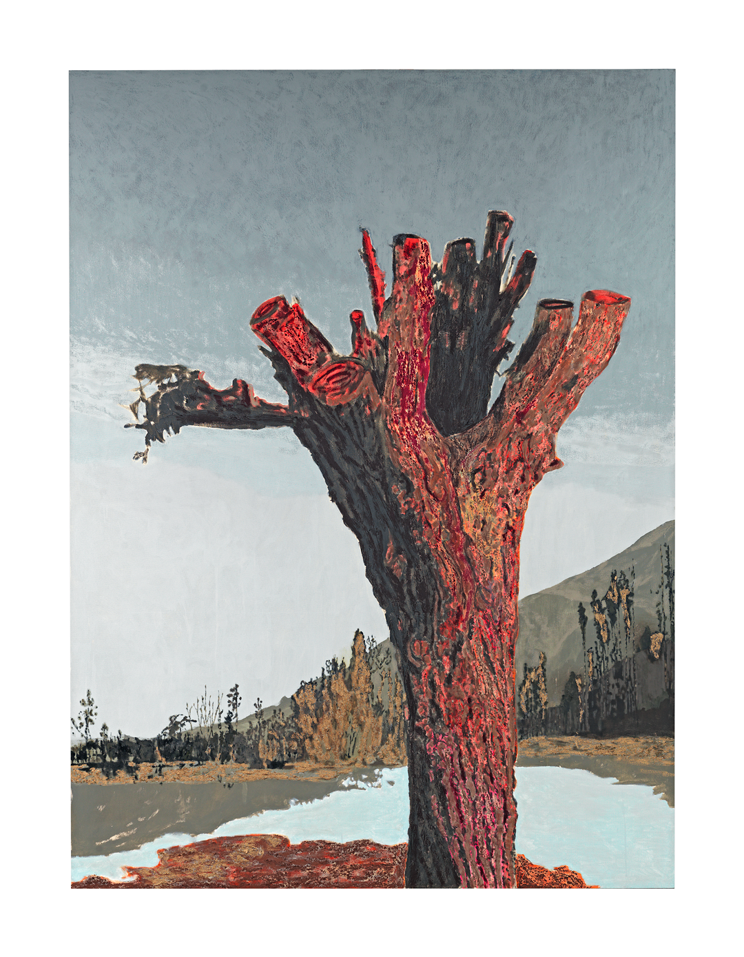 A painting by Mamma Andersson, titled Wood Cut, dated 2019.