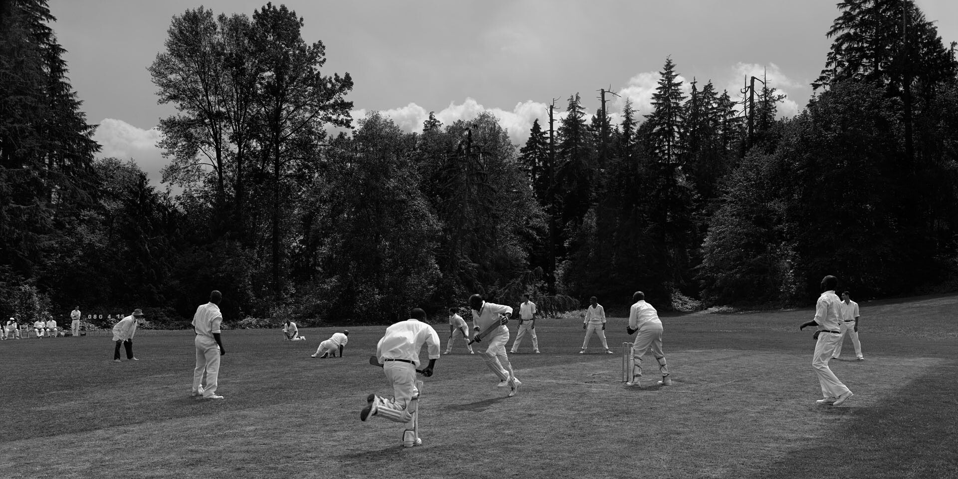 A photograph by Stan Douglas, titled Cricket Pitch, 1951, dated 2010. 