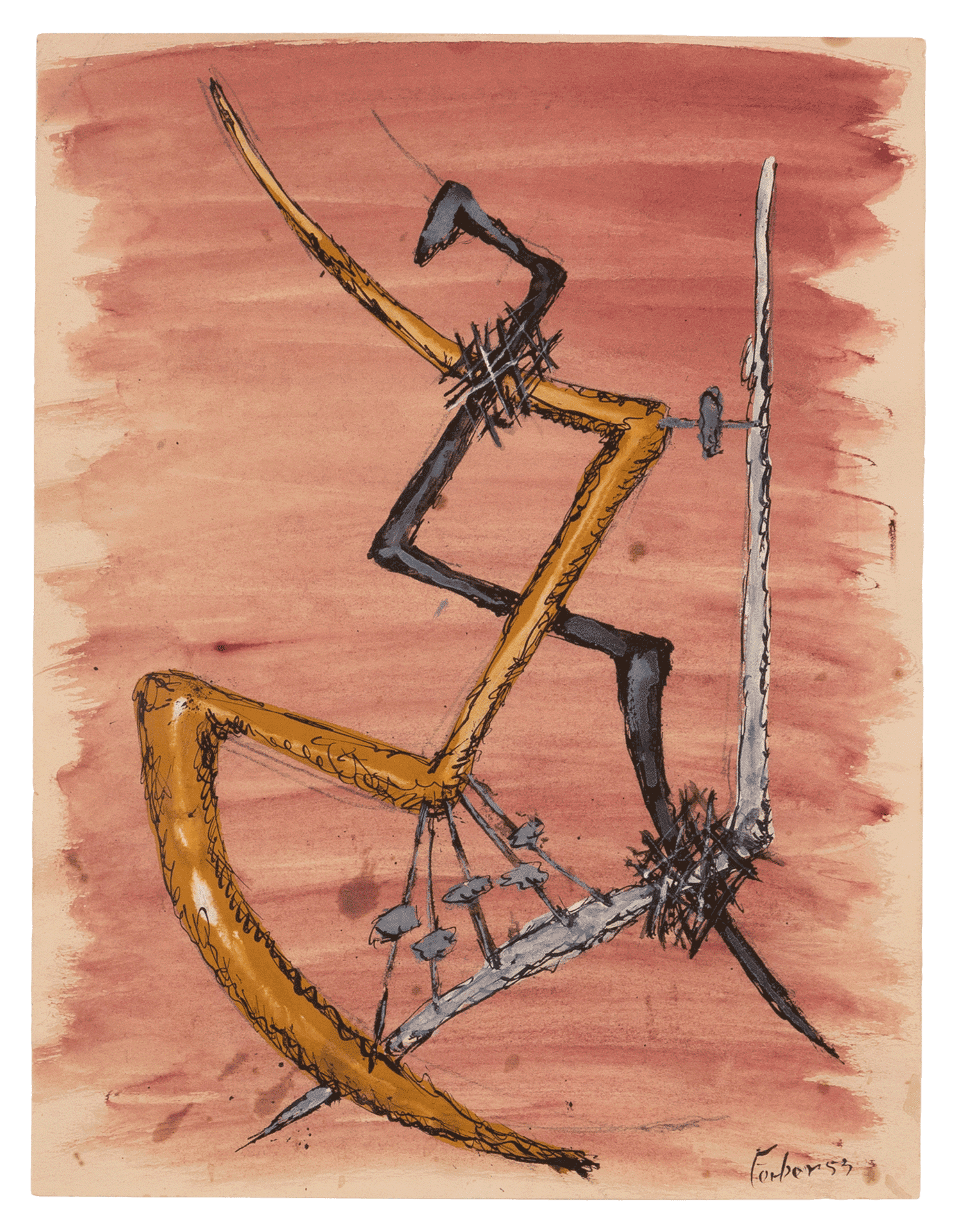 An untitled drawing by Herbert Ferber, dated 1953.