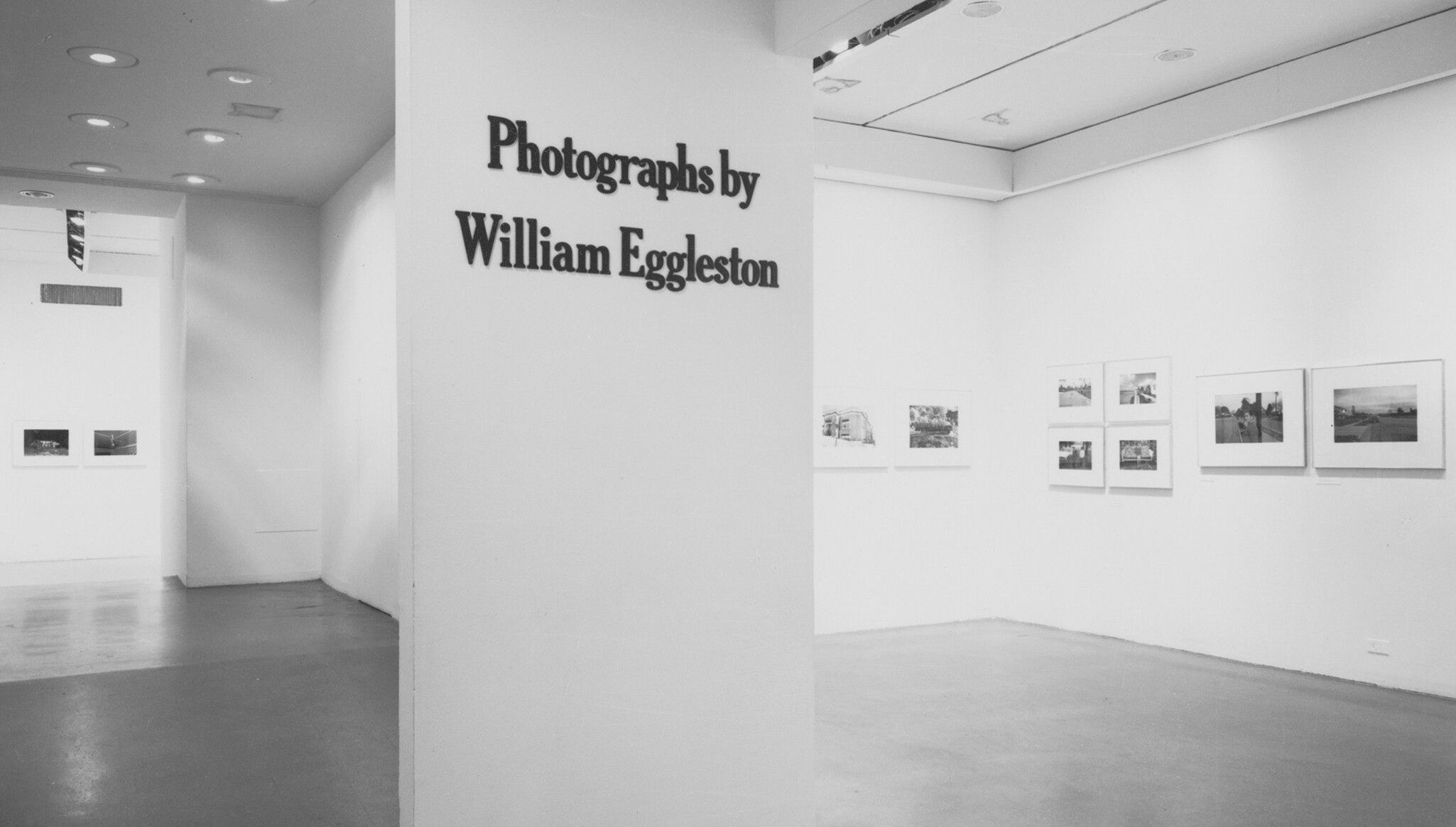 An installation view of the exhibition Photographs by William Eggleston, at The Museum of Modern Art in New York, 1976