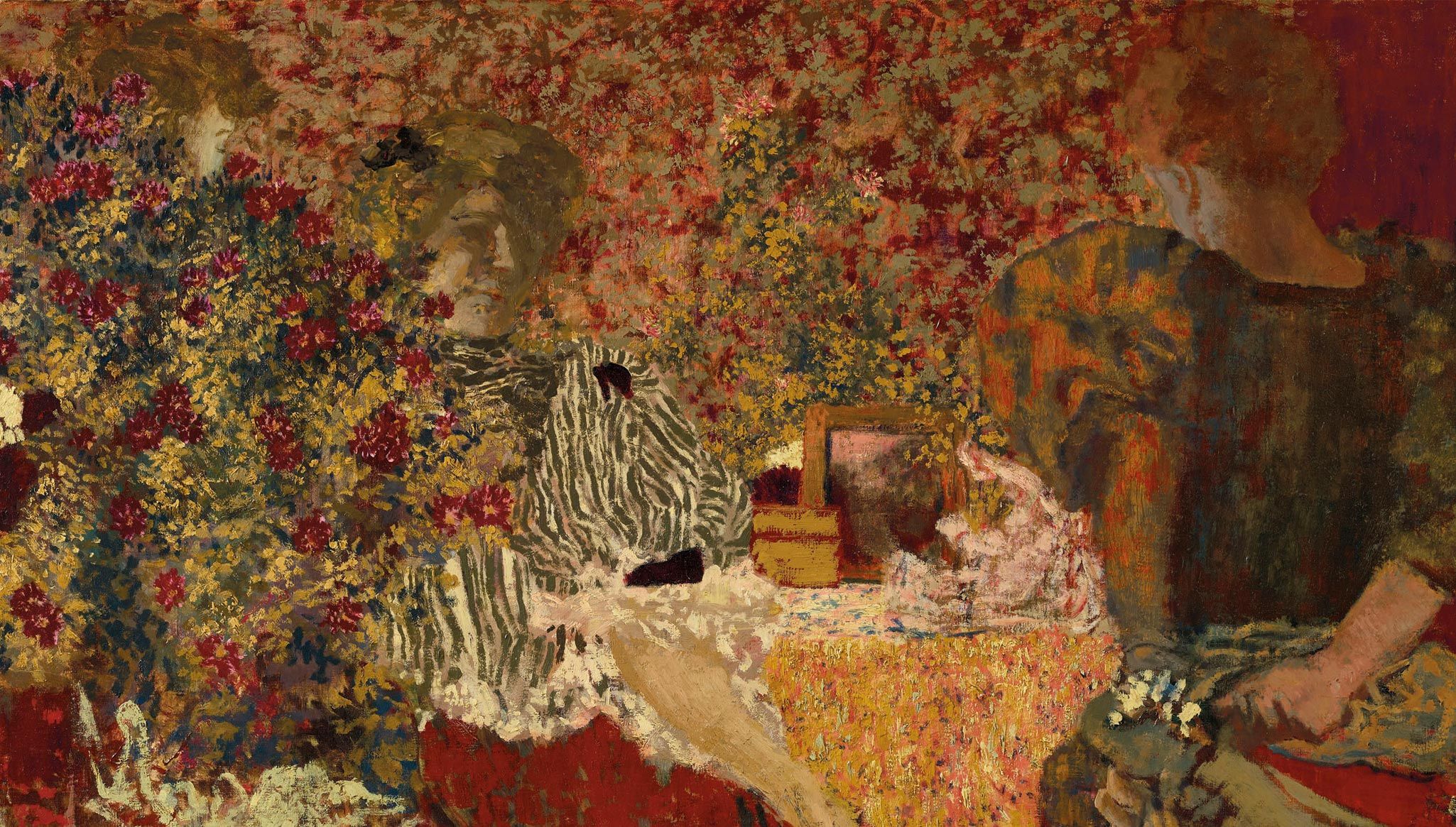 A detail of n artwork by Edouard Vuillard, titled The Dressing Table, dated 1895