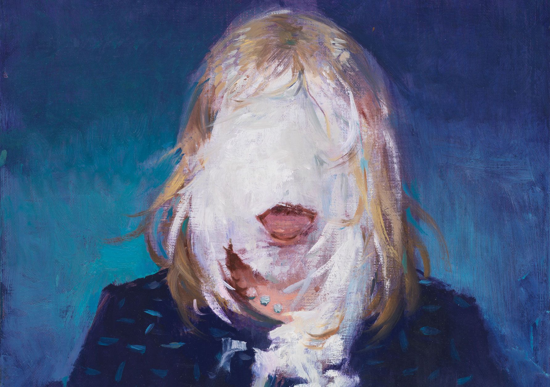 A detail from a painting by Lisa Yuskavage, titled Chrissy, dated 2008.