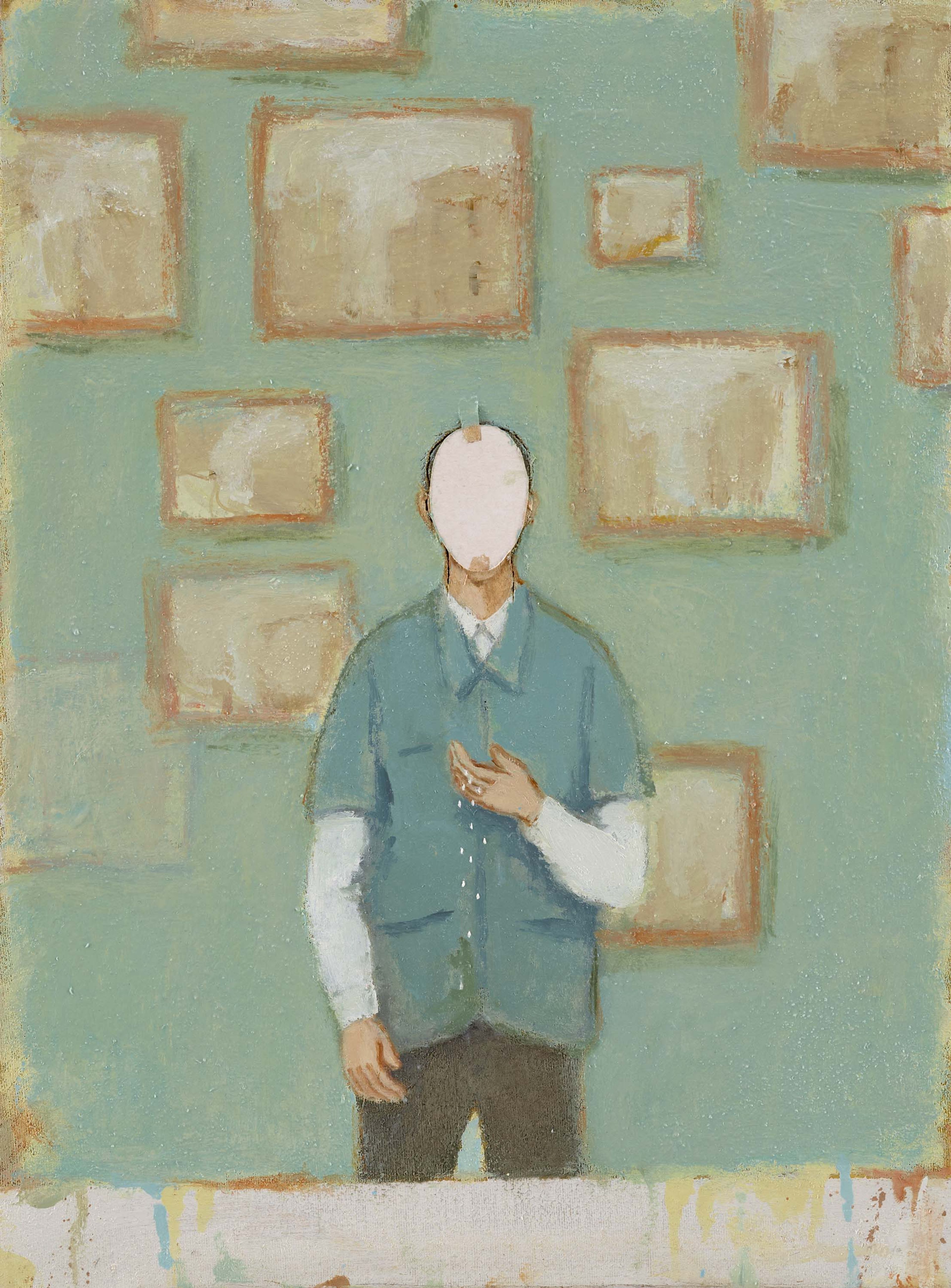 A detail from a painting by Francis Alÿs, called Untitled (Self-Portrait), 1995 to 1996.