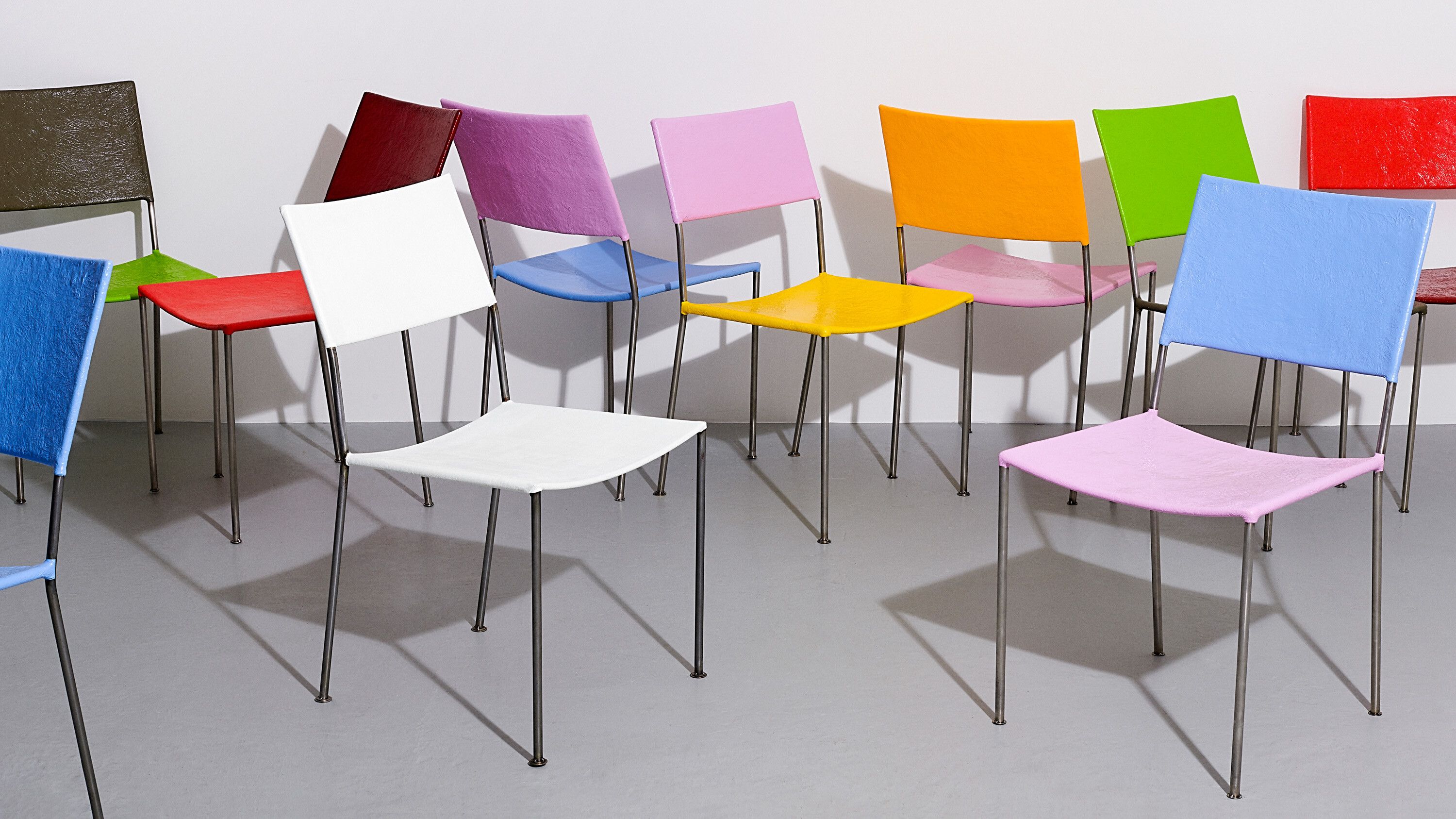 Install image of works by Nate Lowman and Franz West for Frieze New York 2024.
