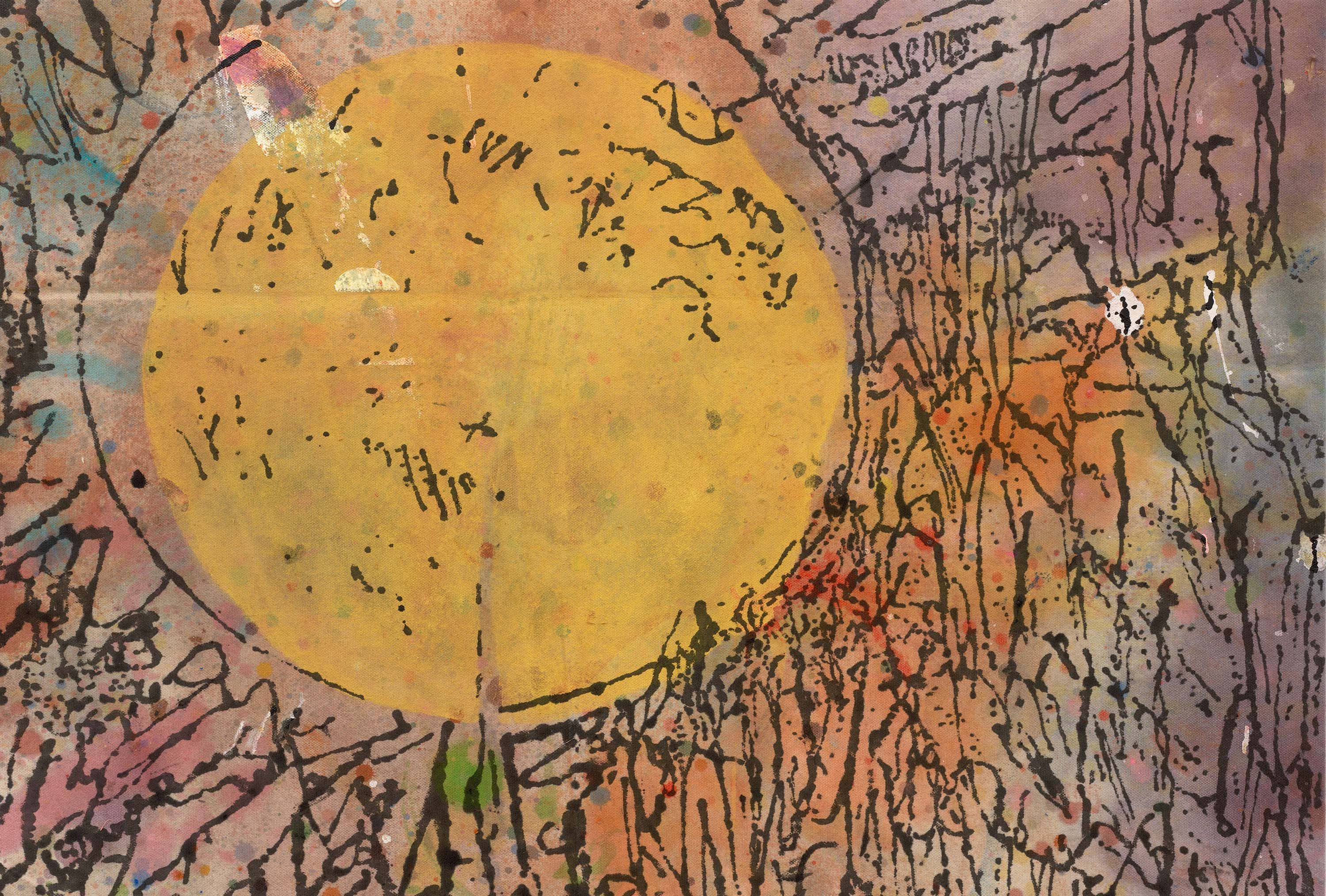 Detail of Nate Lowman's work Don't Forget to Howl at the Moon, 2021 
