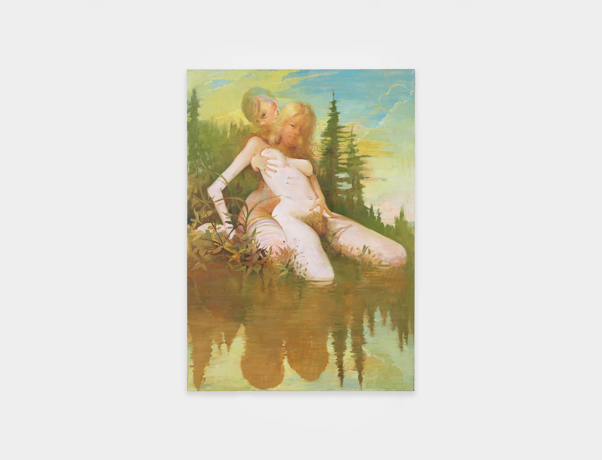 A painting by Lisa Yuskavage, titled Pond, dated 2007.