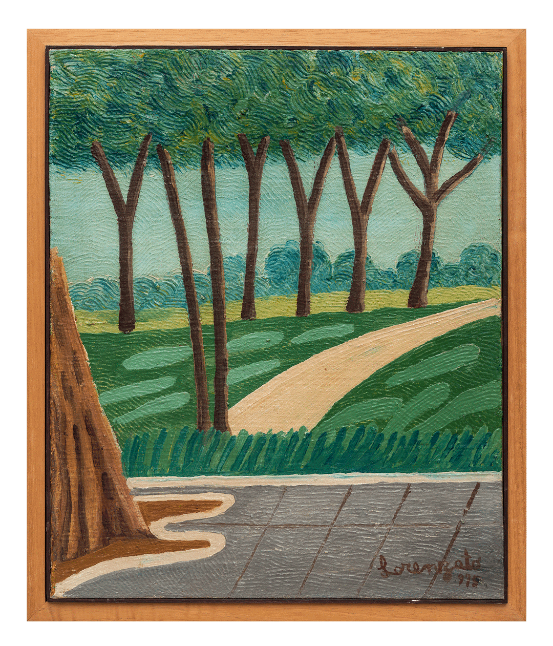 A painting by Amadeo Luciano Lorenzato, titled Paisagem (Landscape), dated 1975.