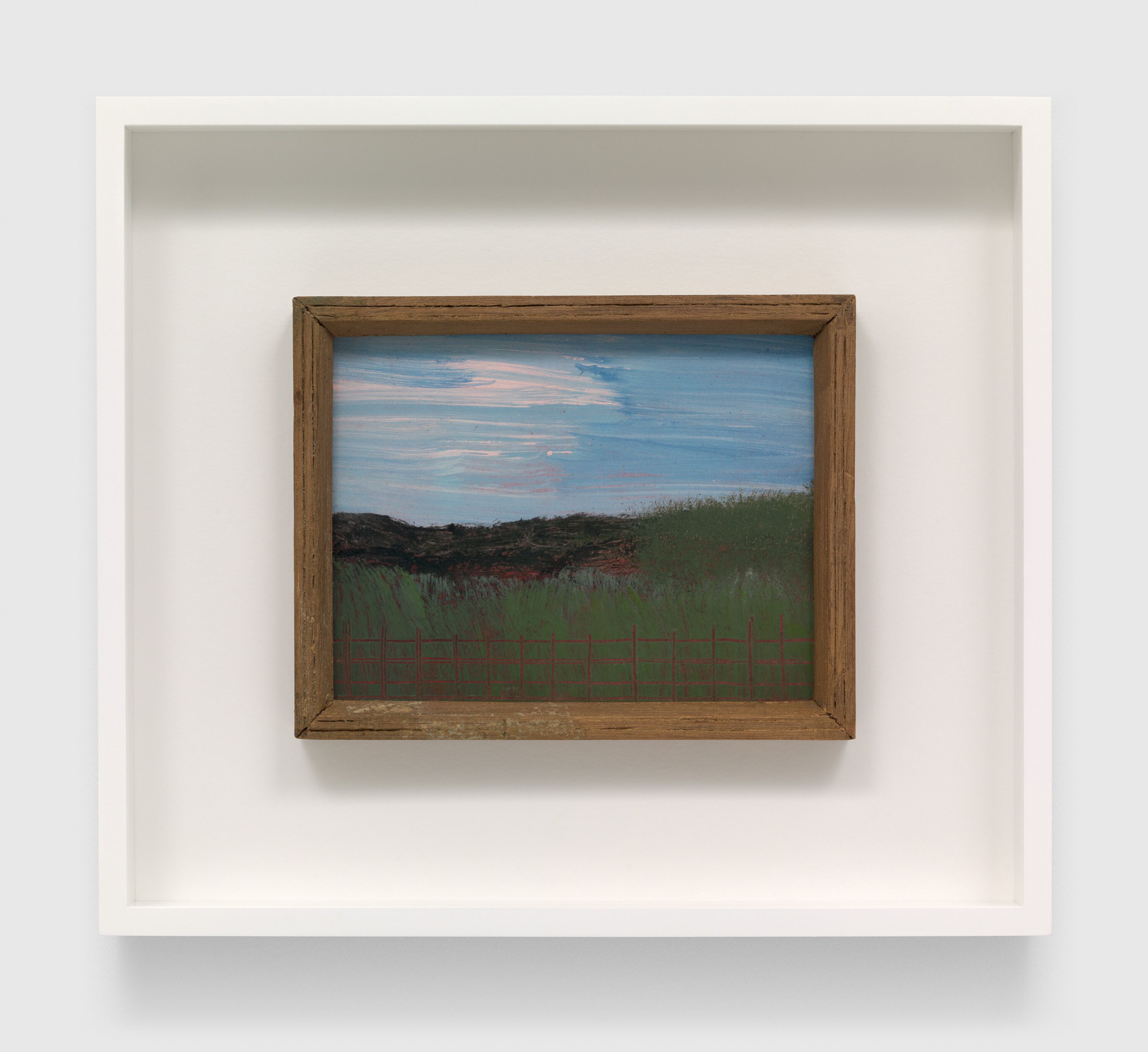 A work on paper by Frank Walter, called Untitled (Landscape with Red Fence), 1968 to 1976.
