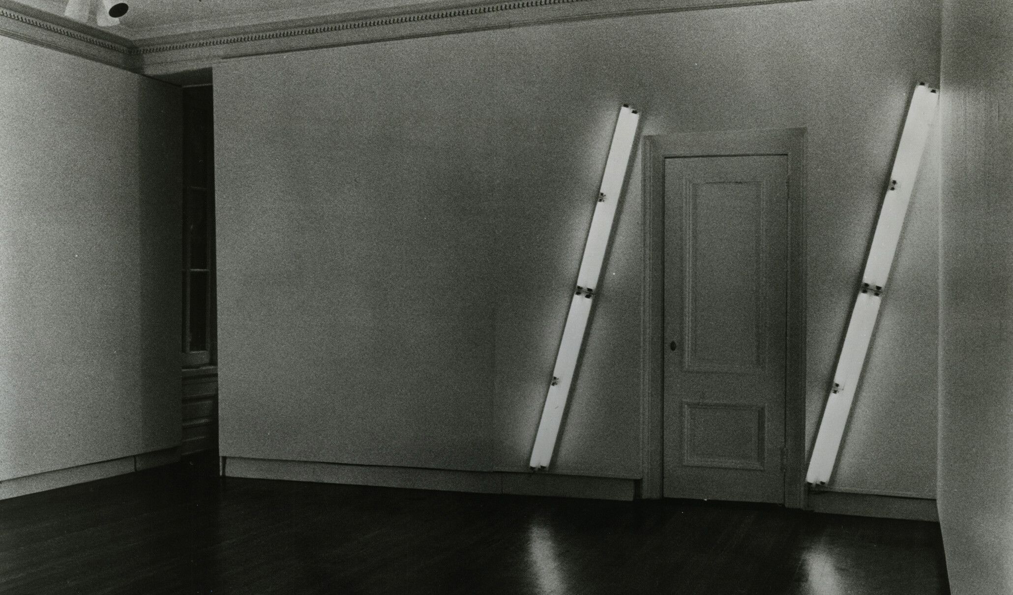 An Installation view, Dan Flavin, Kornblee Gallery, 58 East 79th Street, New York, January 7–February 2, dated 1967