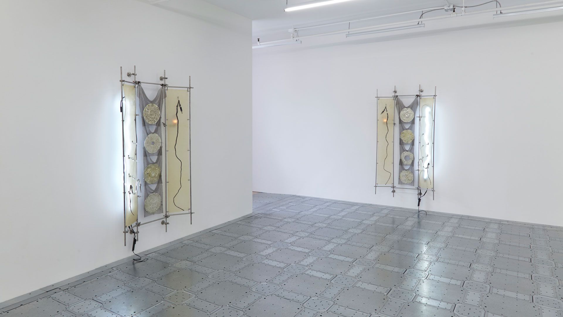 An installation view featuring works by Elaine Cameron-Weir, dated 2019