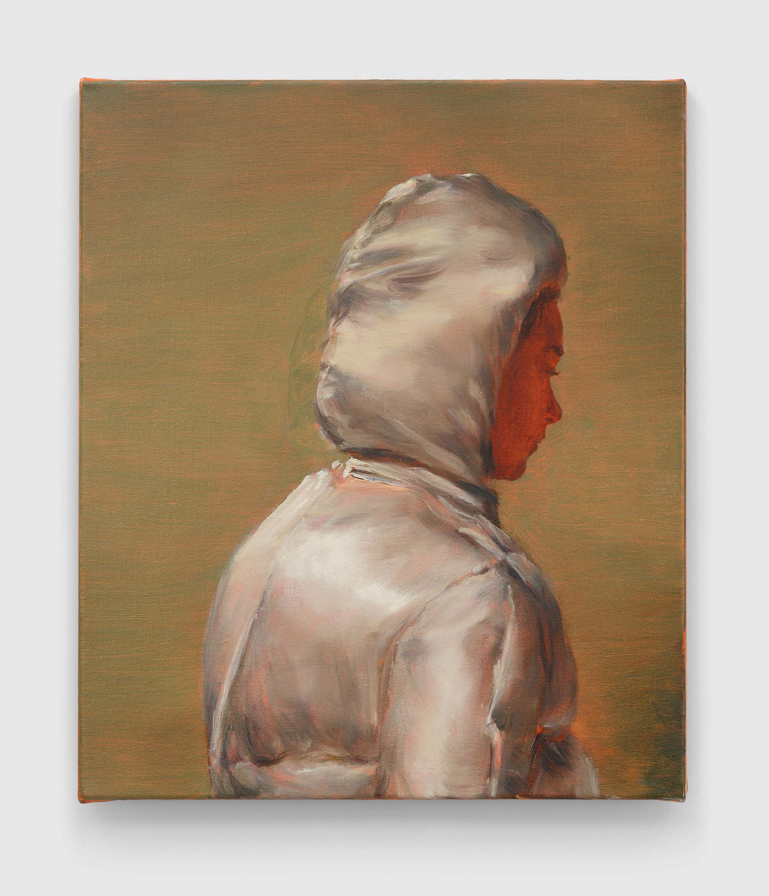 A painting by Michaël Borremans, titled The Commuter II, dated 2022.