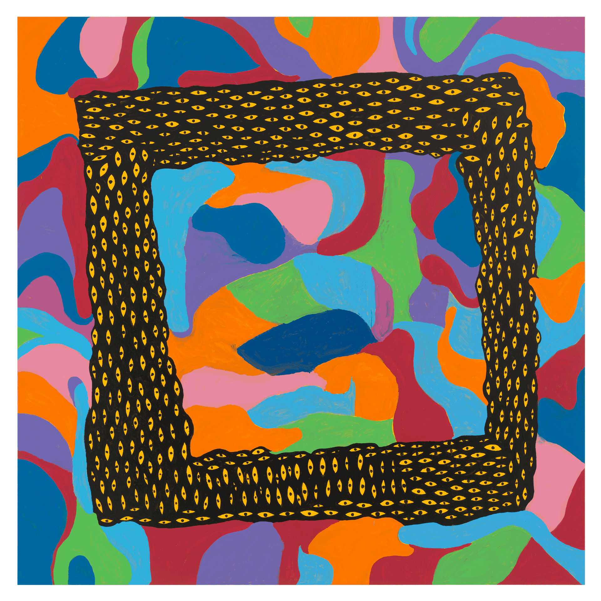 A painting by Yayoi Kusama, titled MY HEART, dated 2013.