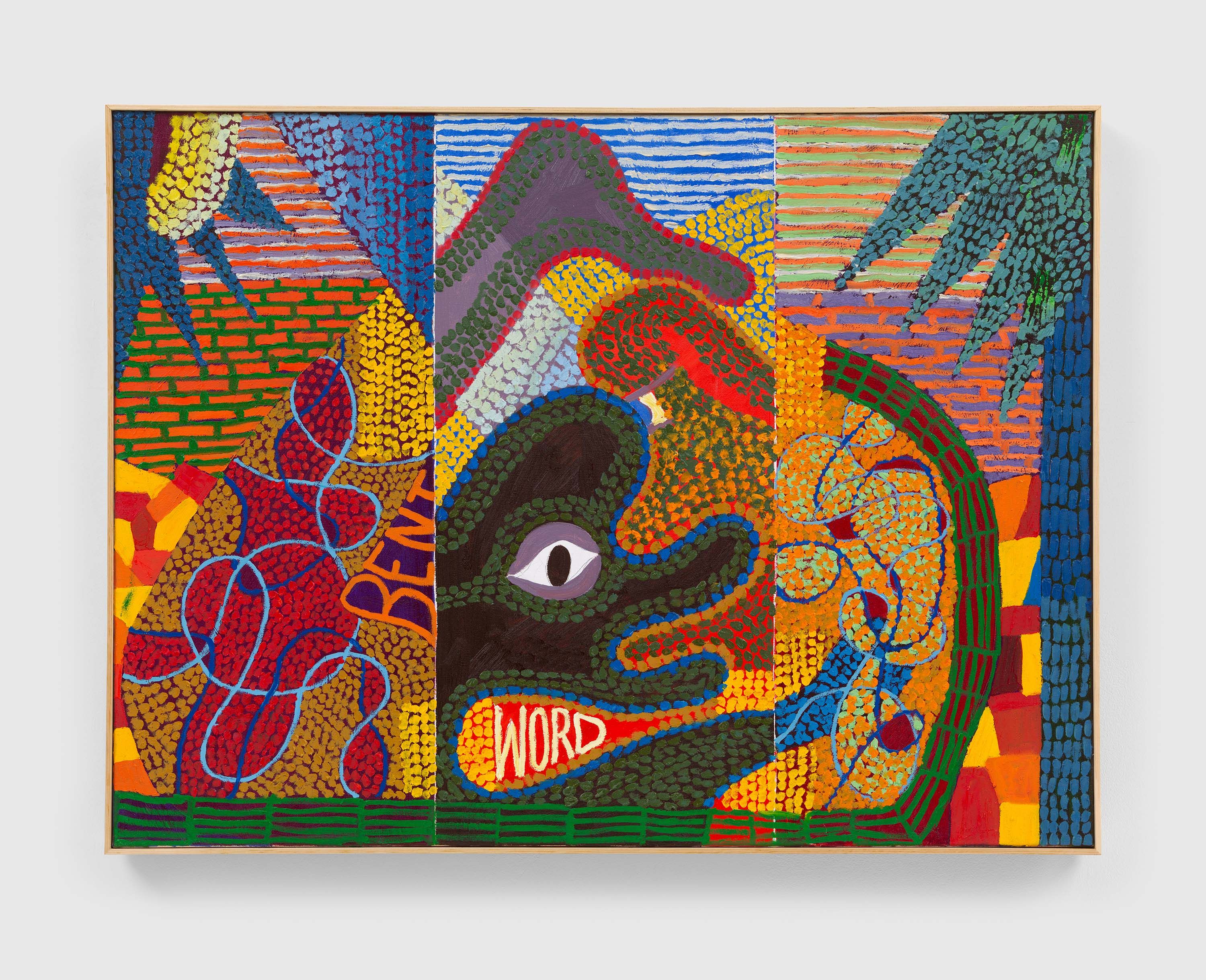 A painting by Peter Williams, titled [Bent Word], dated 2021.