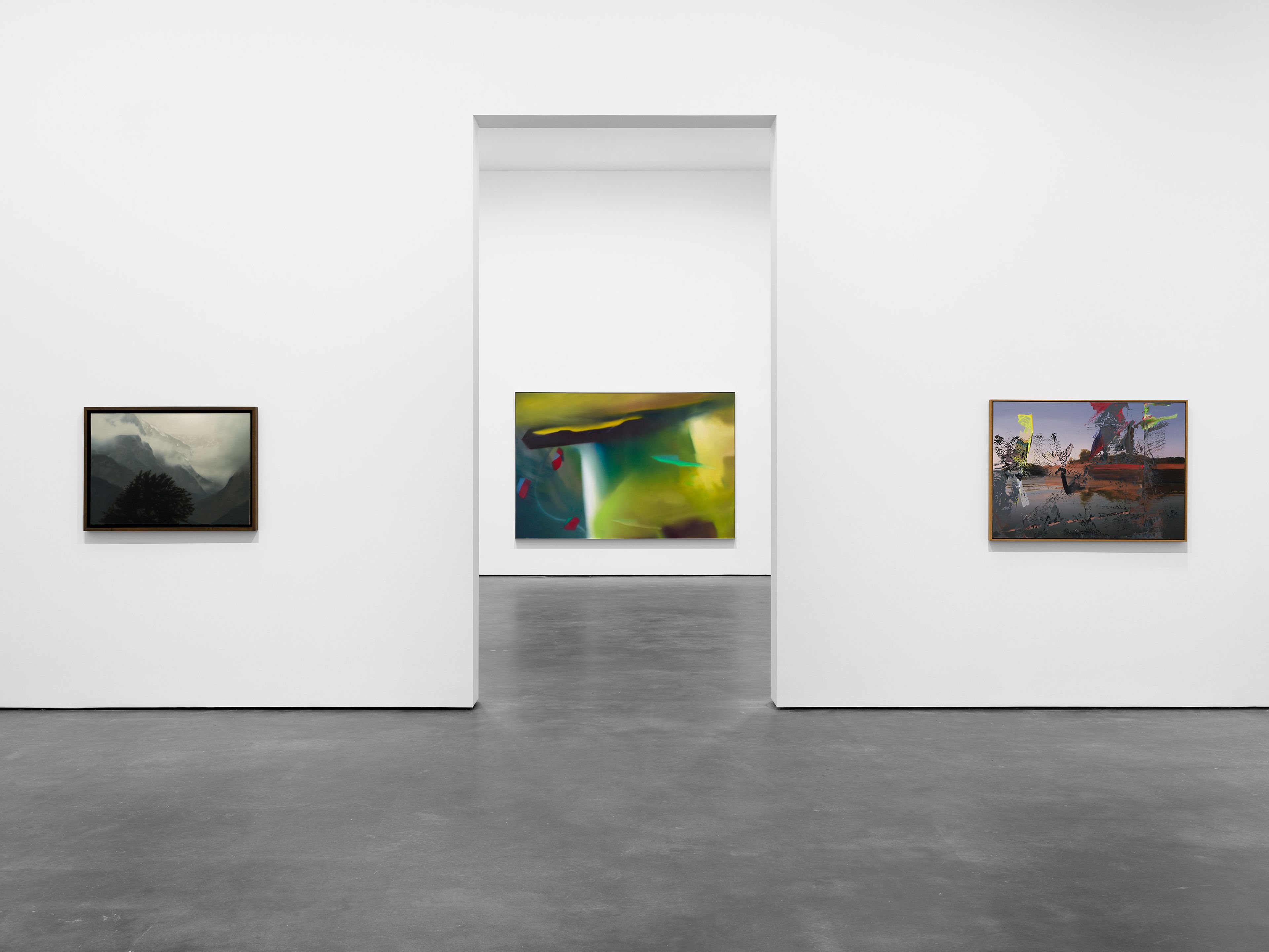An installation view of the exhibition, Gerhard Richter: Landschaften, at David Zwirner in New York, dated 2026.