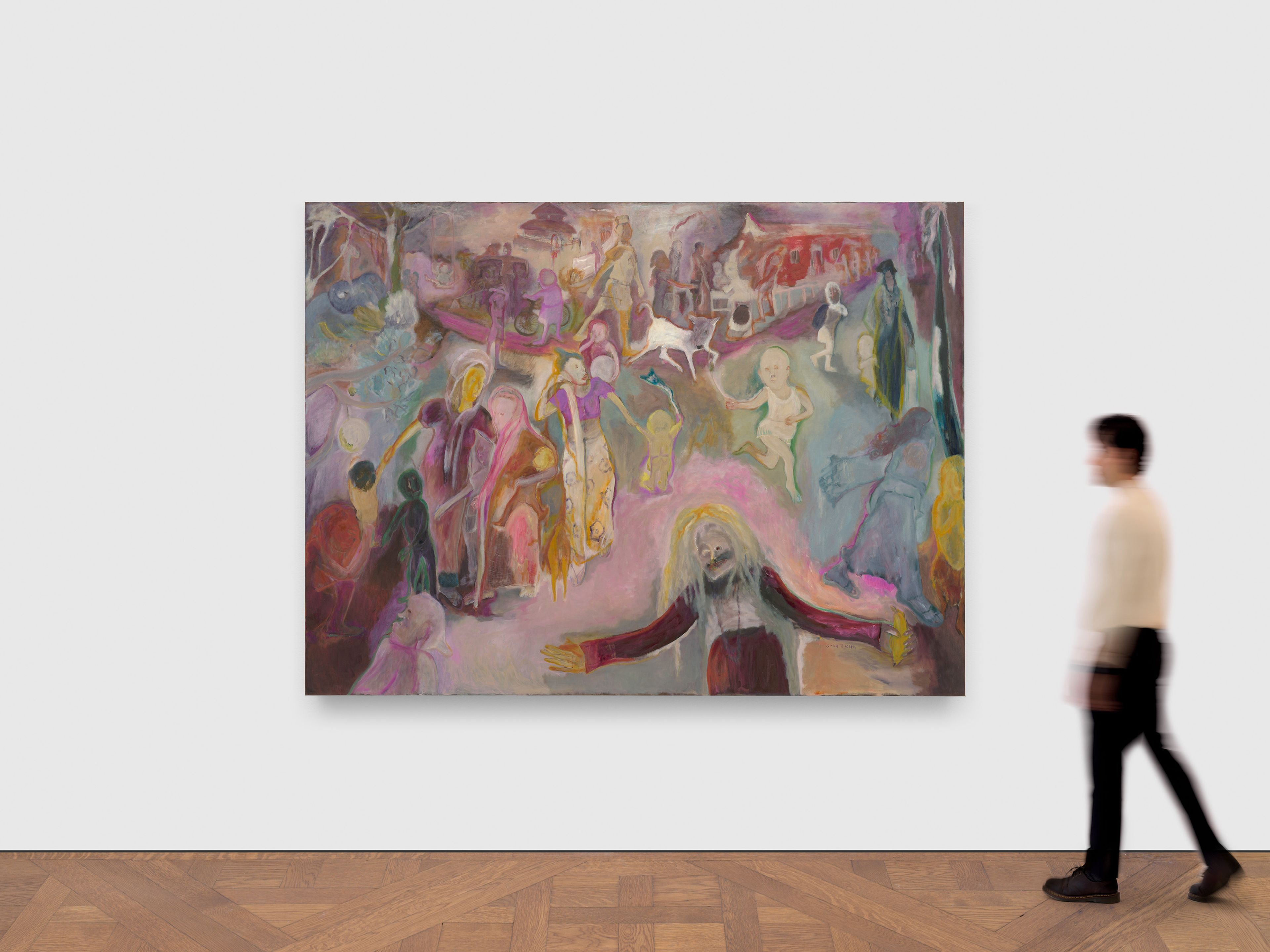 A painting by Sosa Joseph, titled The wise woman said, ‘it’s going to rain!’, dated 2025.