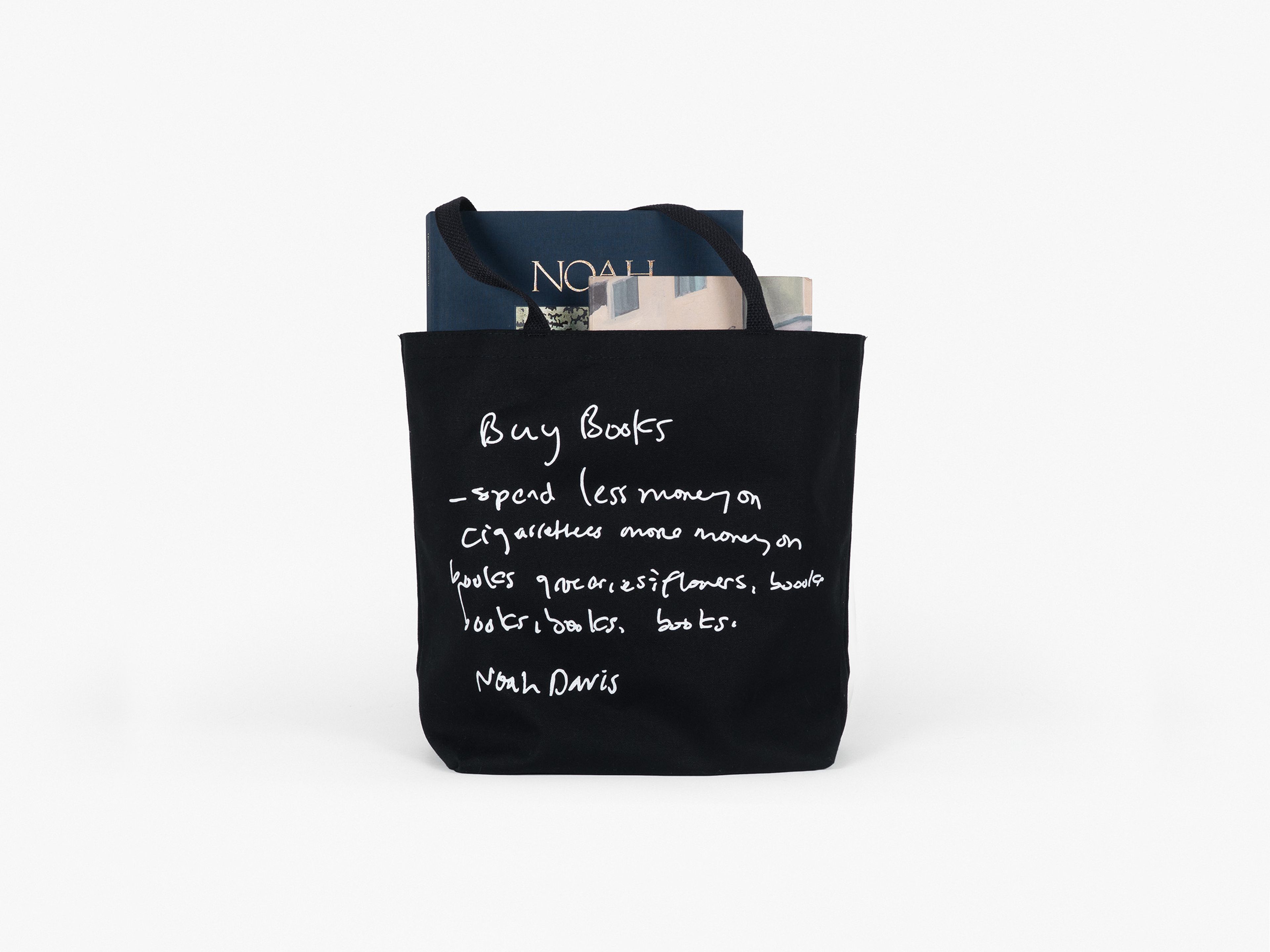 A heavy-duty cotton canvas tote, featuring a handwritten excerpt from Noah Davis’s personal journals.