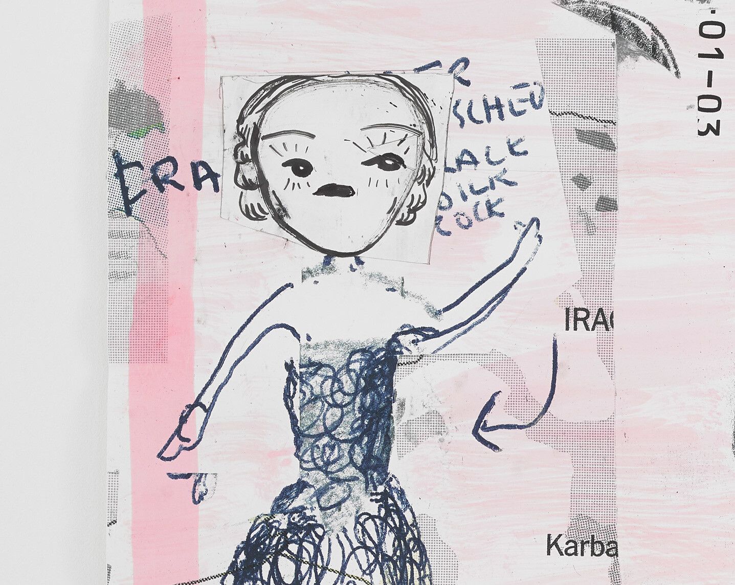 A detail from a print by Rose Wylie, titled Clothes I Wore #15, dated 2019