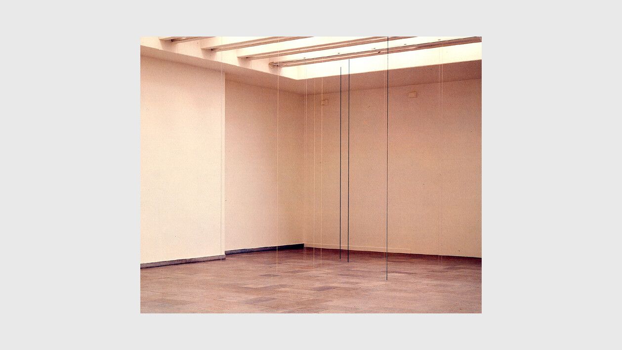 An Installation view, Fred Sandback: Vertical Constructions, Westfälischer Kunstverein, Münster, Germany, dated 1987