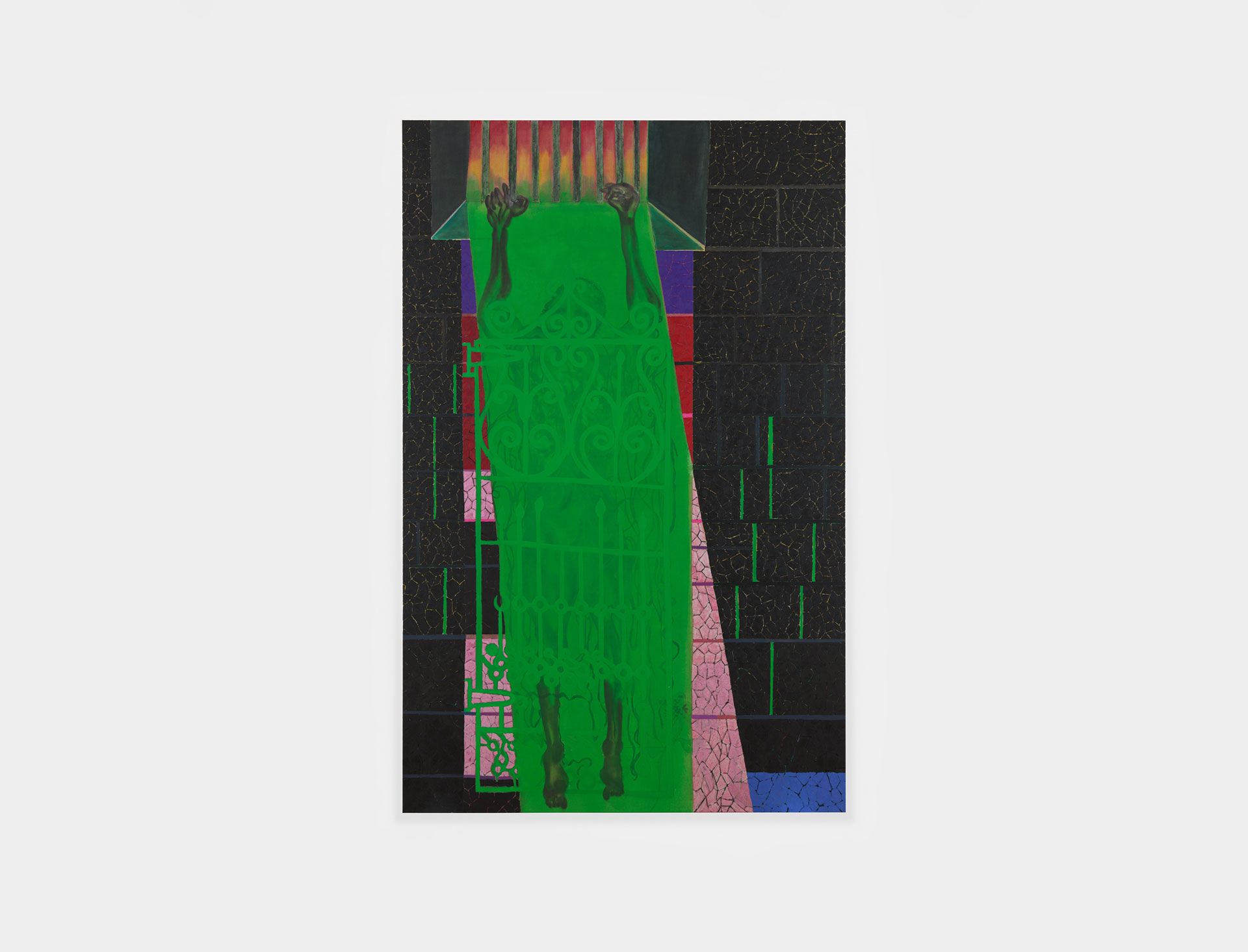 A painting by Chris Ofili, titled Green Gate, dated 2017.