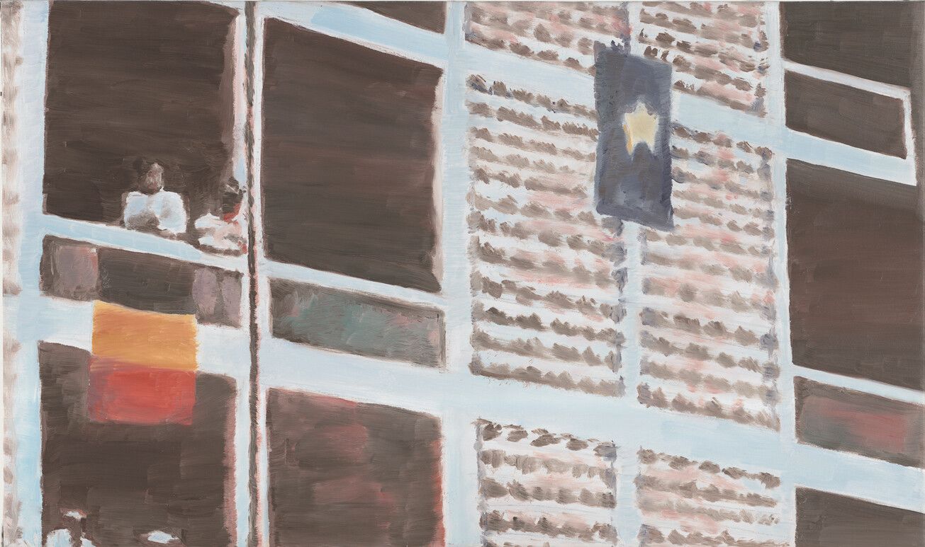 A detail from a painting by Luc Tuymans, titled Leopoldville, dated 2000.