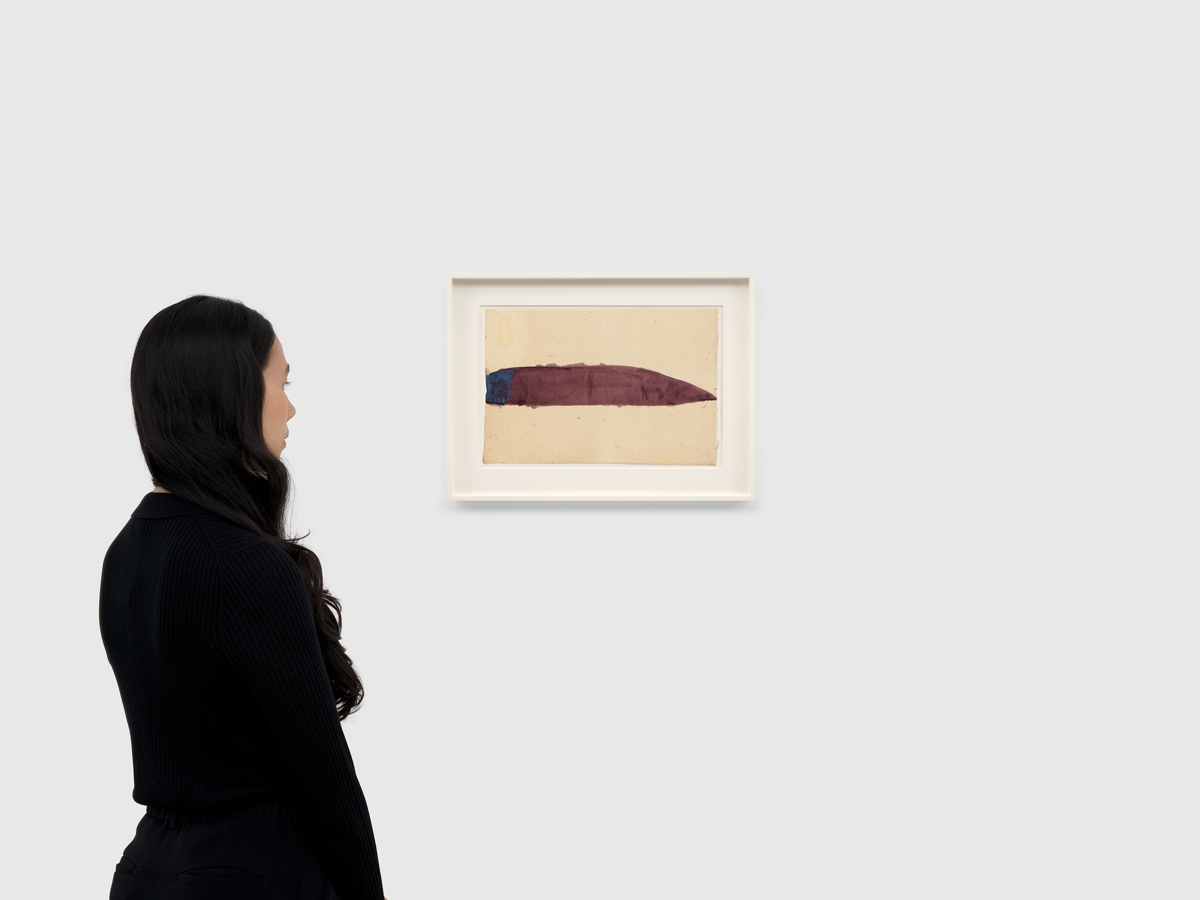 A work on paper by Suzan Frecon, titled old Japanese paper and earth violet study 1, undated.