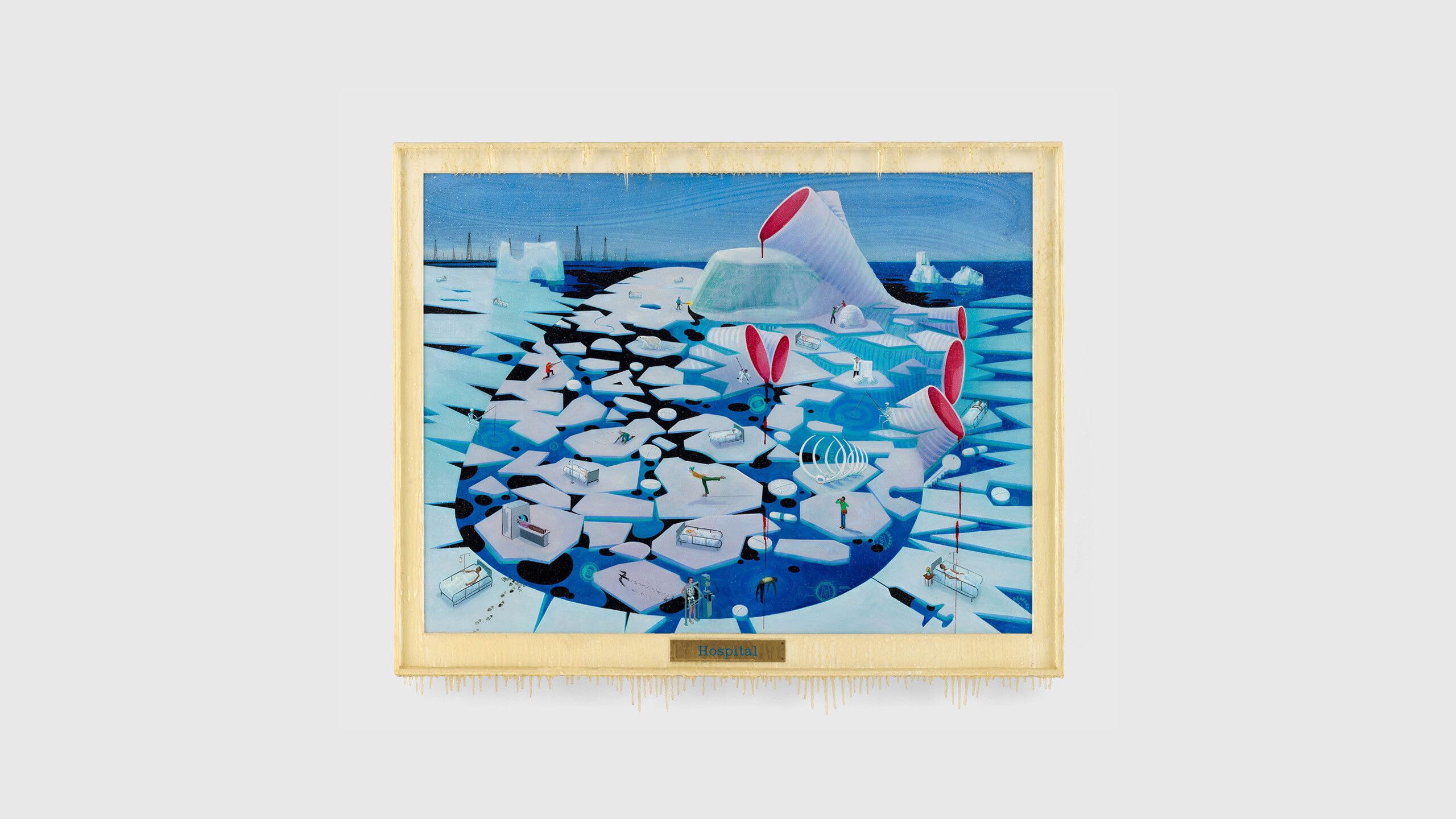 A painting titled Hospital made by Frank Moore in 1992