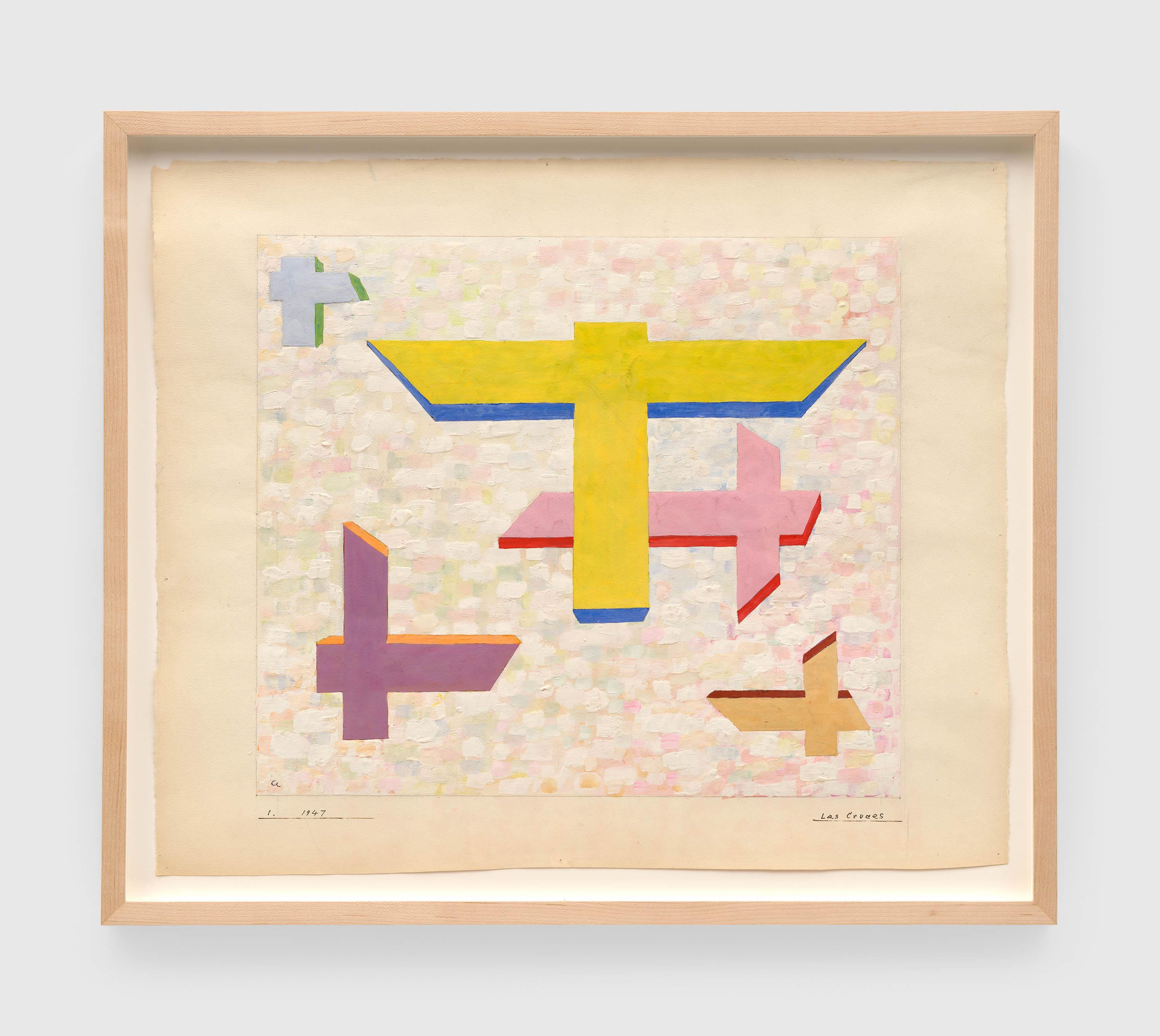 A drawing by Anni Albers, titled Las Cruces, dated 1947.