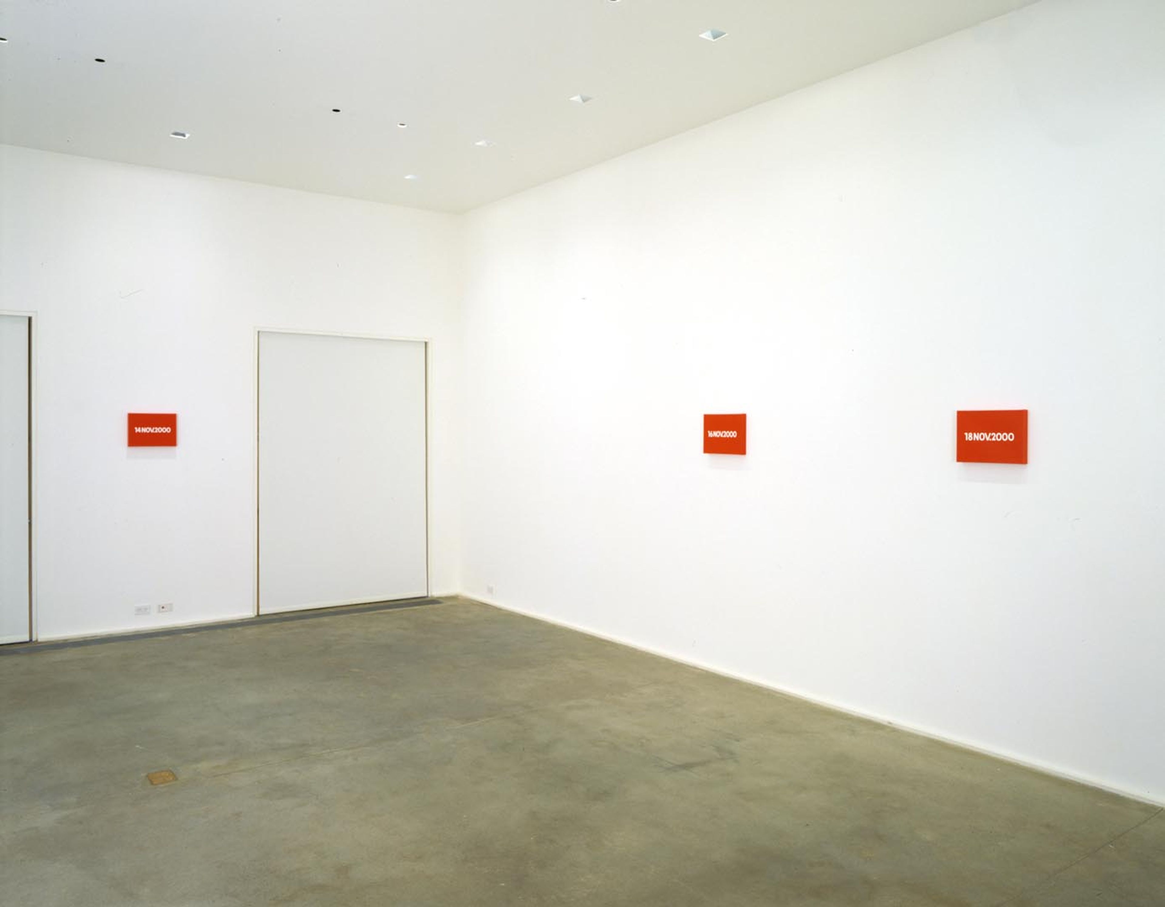 An installation view of the exhibition On Kawara: One Million Years (Past and Future), at David Zwirner New York, dated 2001.