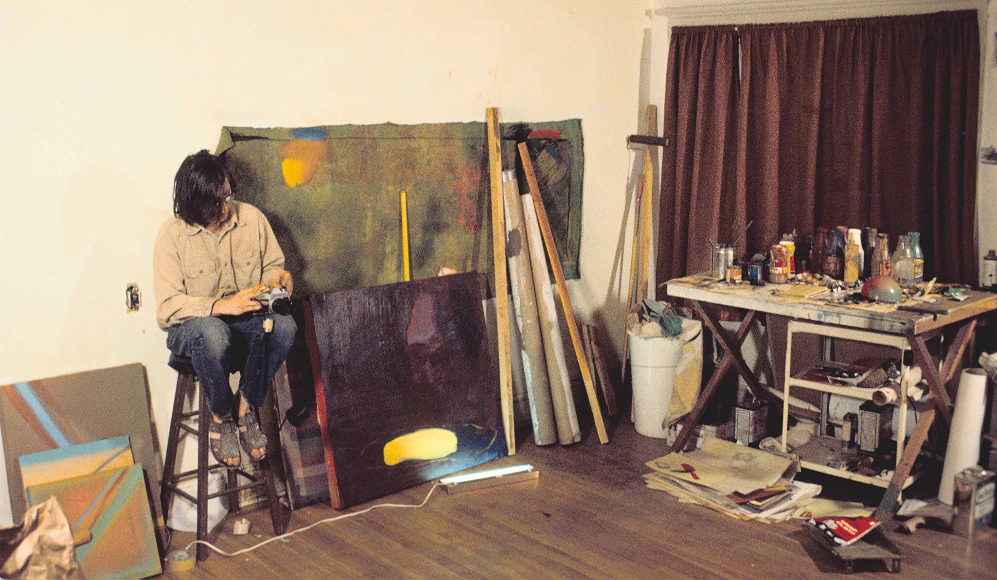 A photograph of Al Taylor in his Warwick Street studio in Kansas City, Missouri, dated April 1969.
