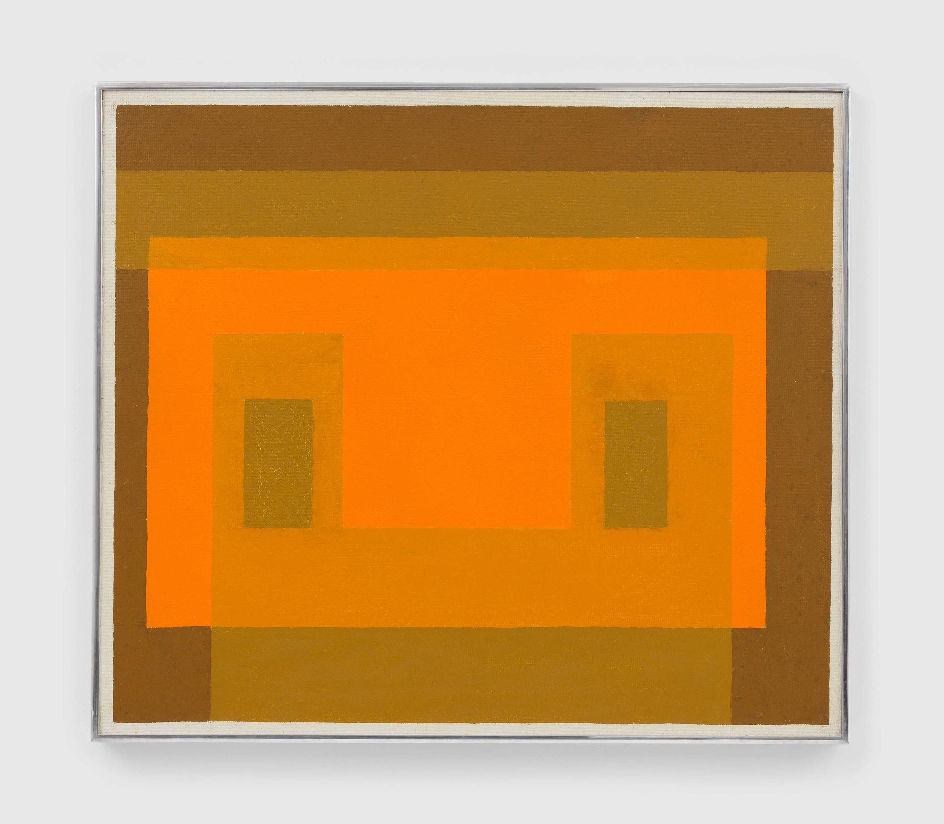 A painting by Josef Albers, titled Variant: Orange Façade, dated 1959.