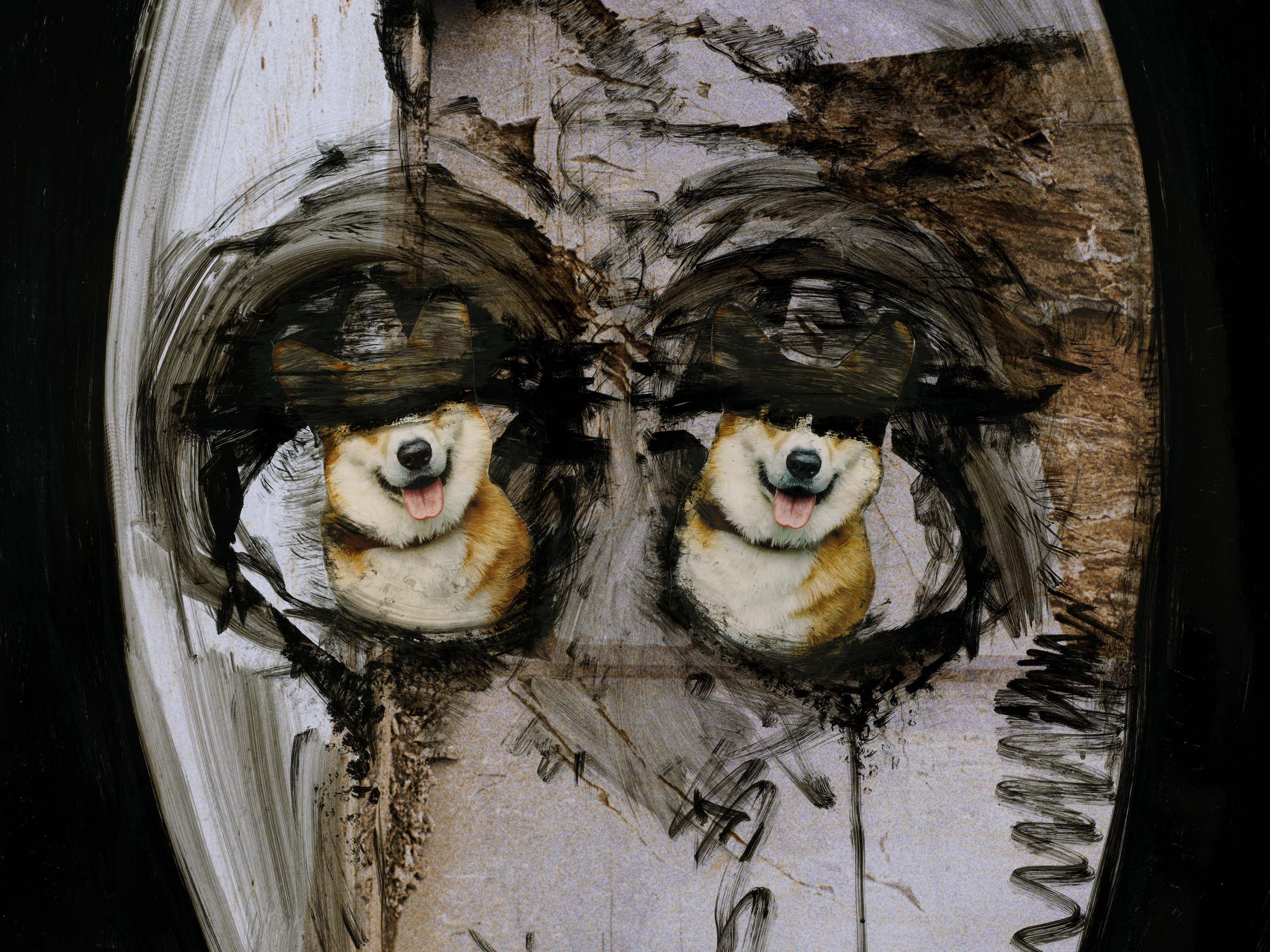 A detail from an untitled work on paper by Huma Bhabha, dated 2025.