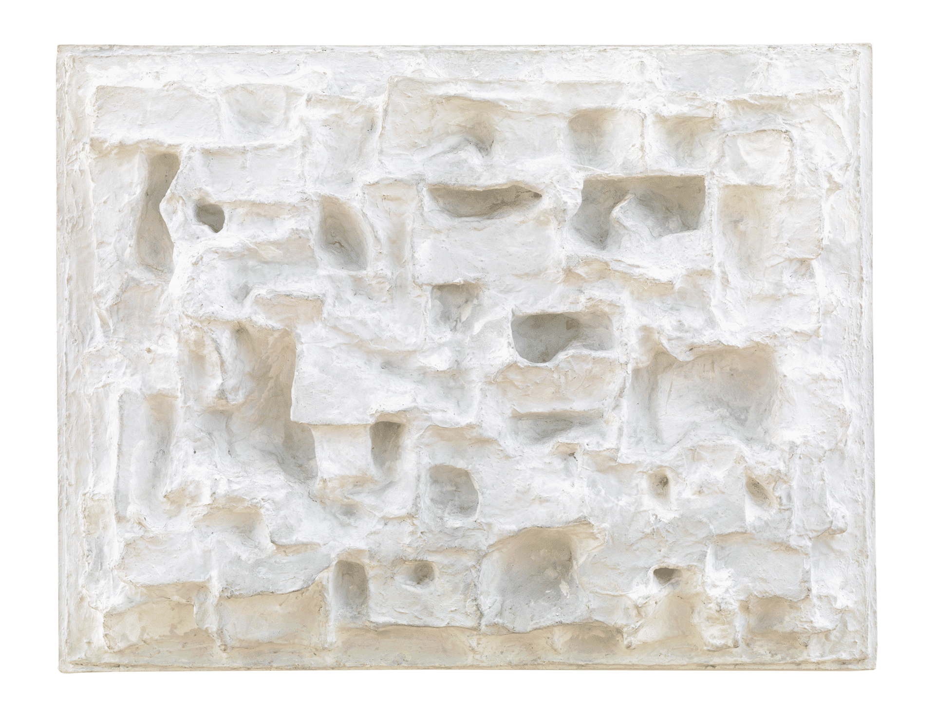 A painting by Jan Schoonhoven titled R60-21, dated 1960.