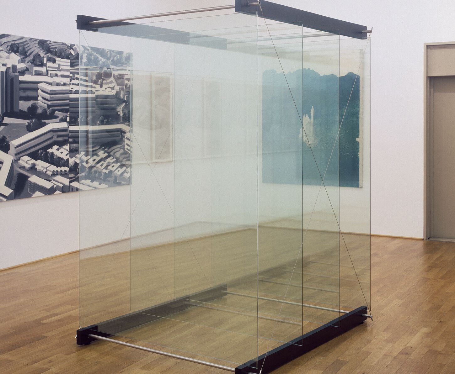 A sculpture by Gerhard Richter, titled 4 stehende Scheiben (4 Standing Panes), dated 2002.