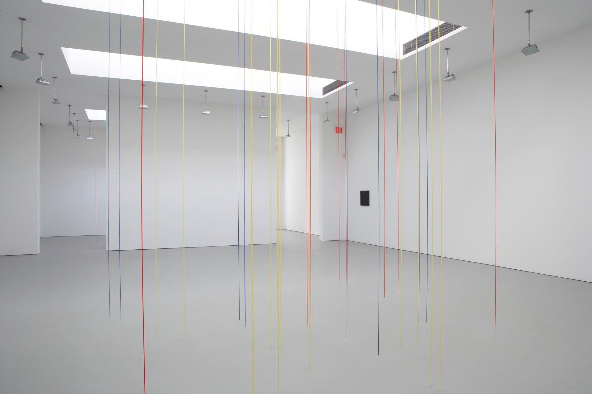 Installation view of the exhibition, Fred Sandback: Large Scale Sculpture, at David Zwirner in New York, dated 2006.